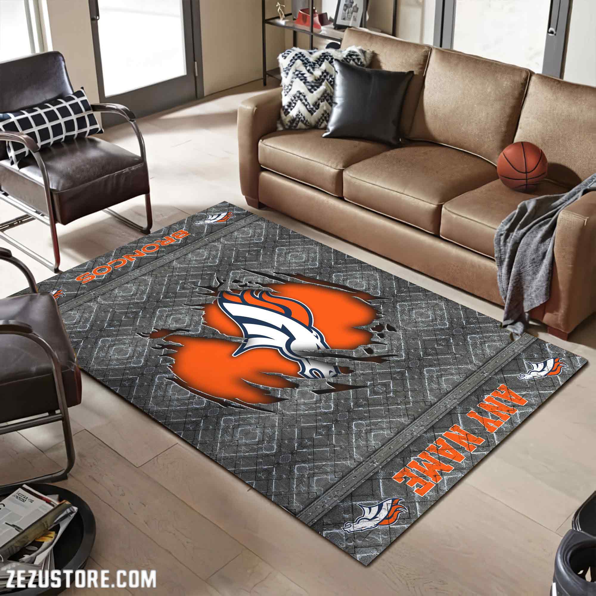 Denver Broncos Living Room Rug, Football Team Living Room Rug 2024 Versions, FootBall Fan Gifts EHIVM-53669