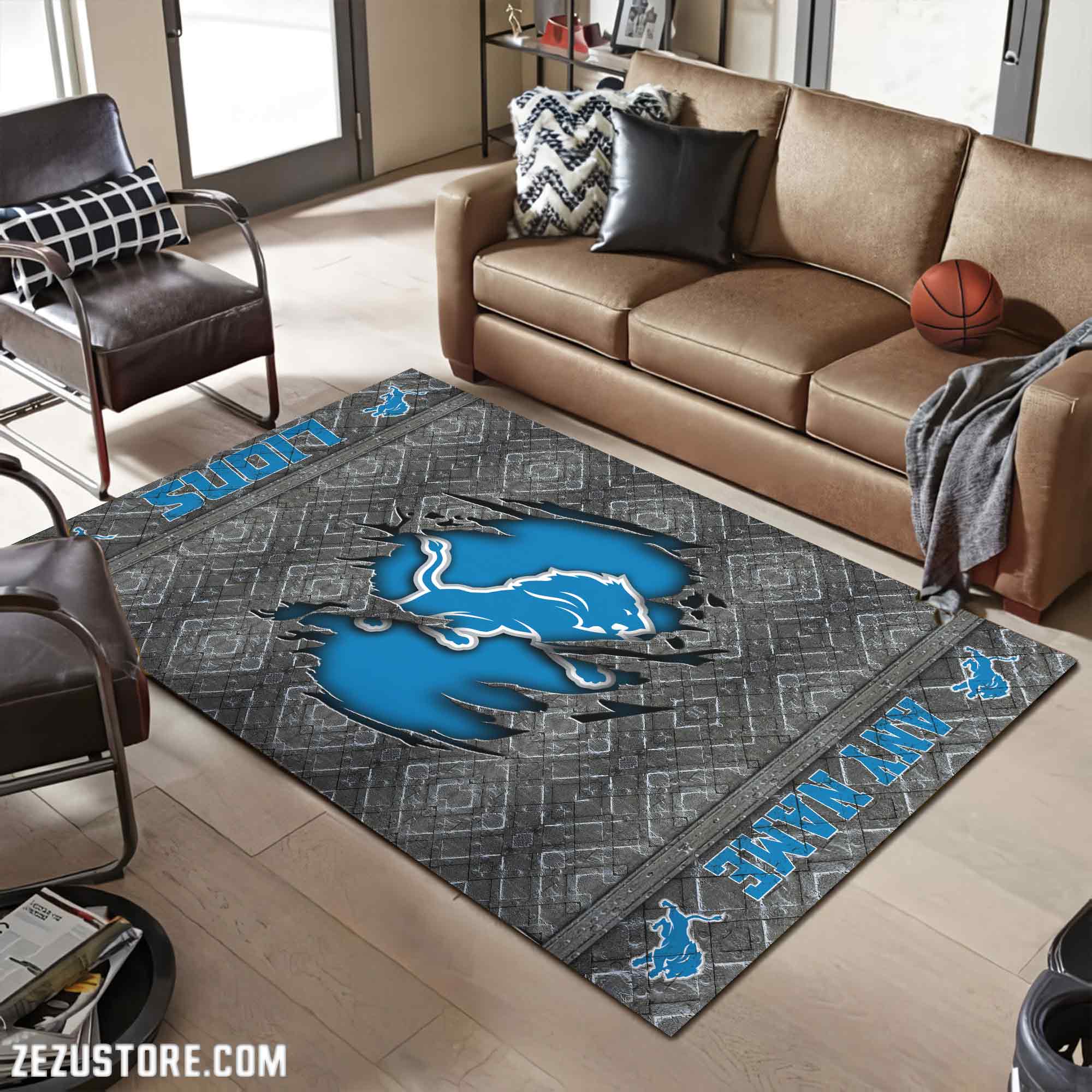 Detroit Lions Living Room Rug, Football Team Living Room Rug 2024 Versions, FootBall Fan Gifts EHIVM-53669
