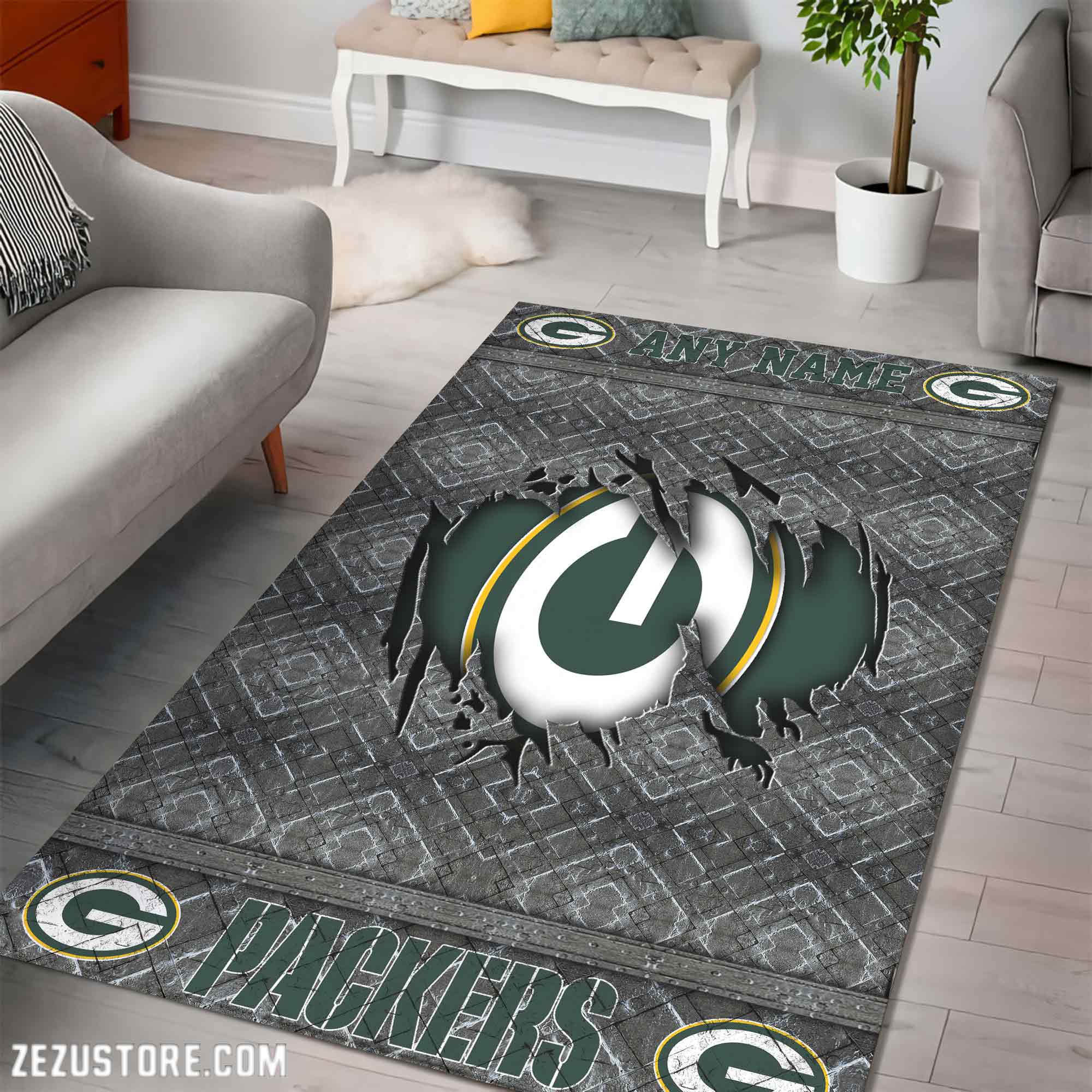 Alternative view of Green Bay Packers Living Room Rug, Football Team Living Room Rug 2024 Versions, FootBall Fan Gifts EHIVM-53669