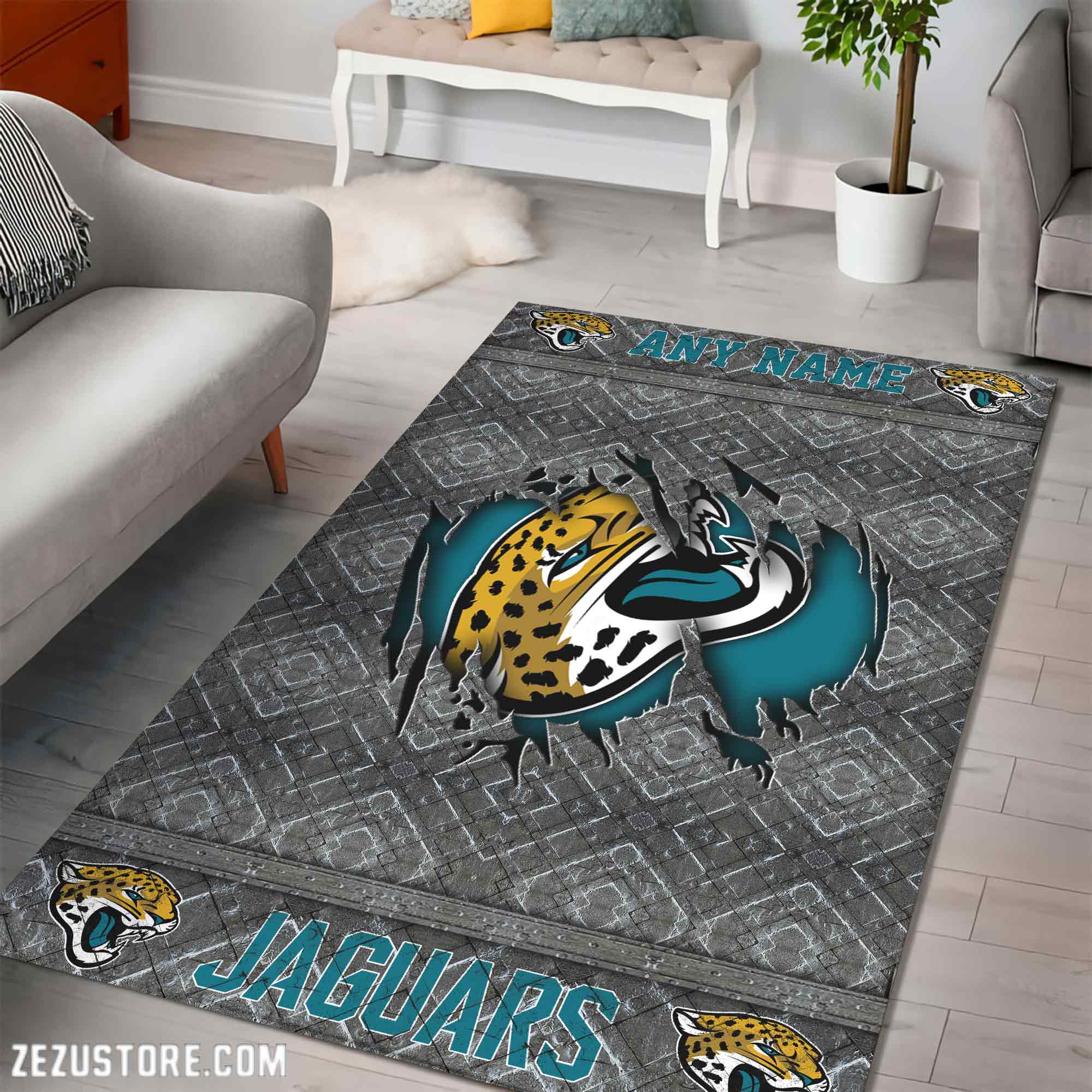 Alternative view of Jacksonville Jaguars Living Room Rug, Football Team Living Room Rug 2024 Versions, FootBall Fan Gifts EHIVM-53669