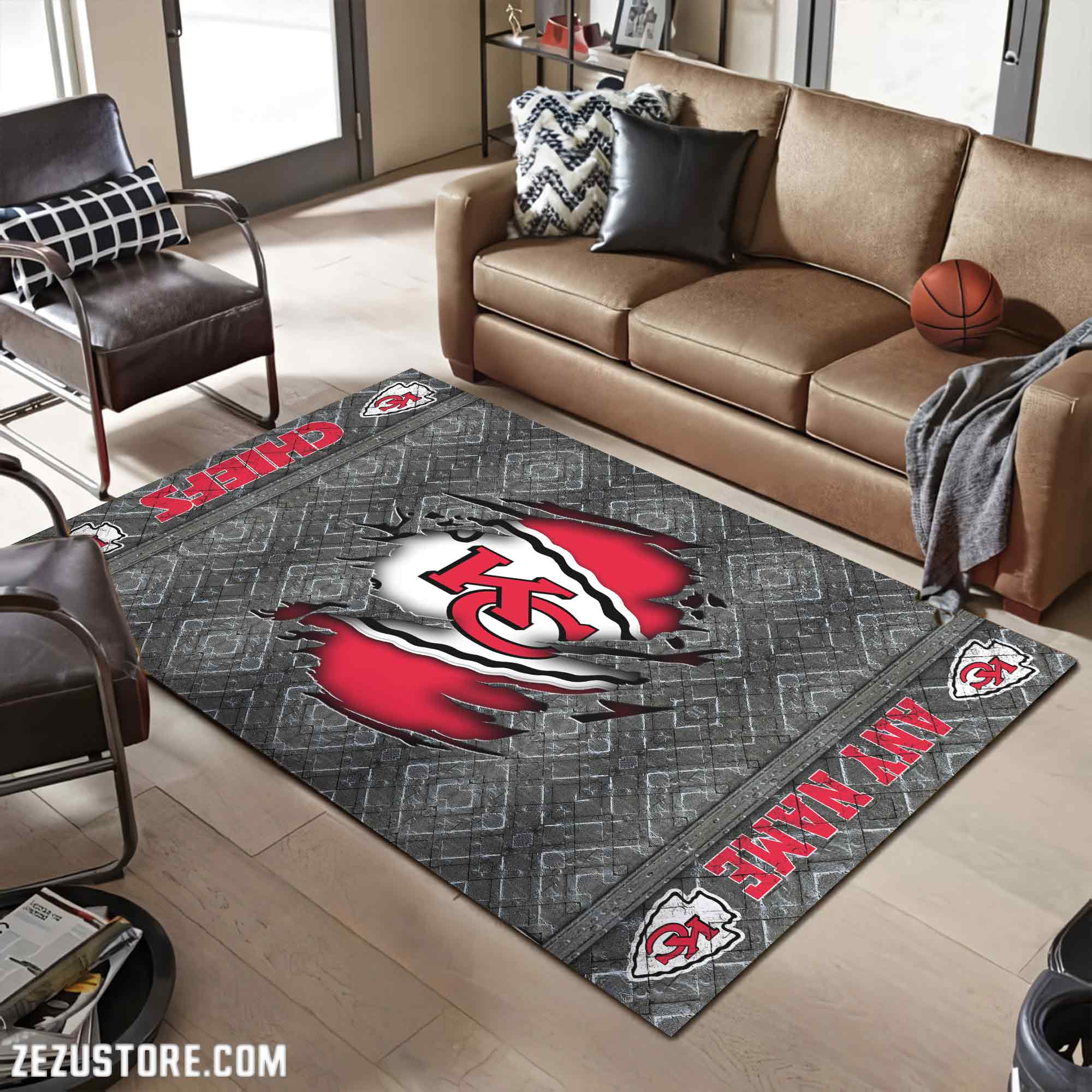 Kansas City Chiefs Living Room Rug, Football Team Living Room Rug 2024 Versions, FootBall Fan Gifts EHIVM-53669