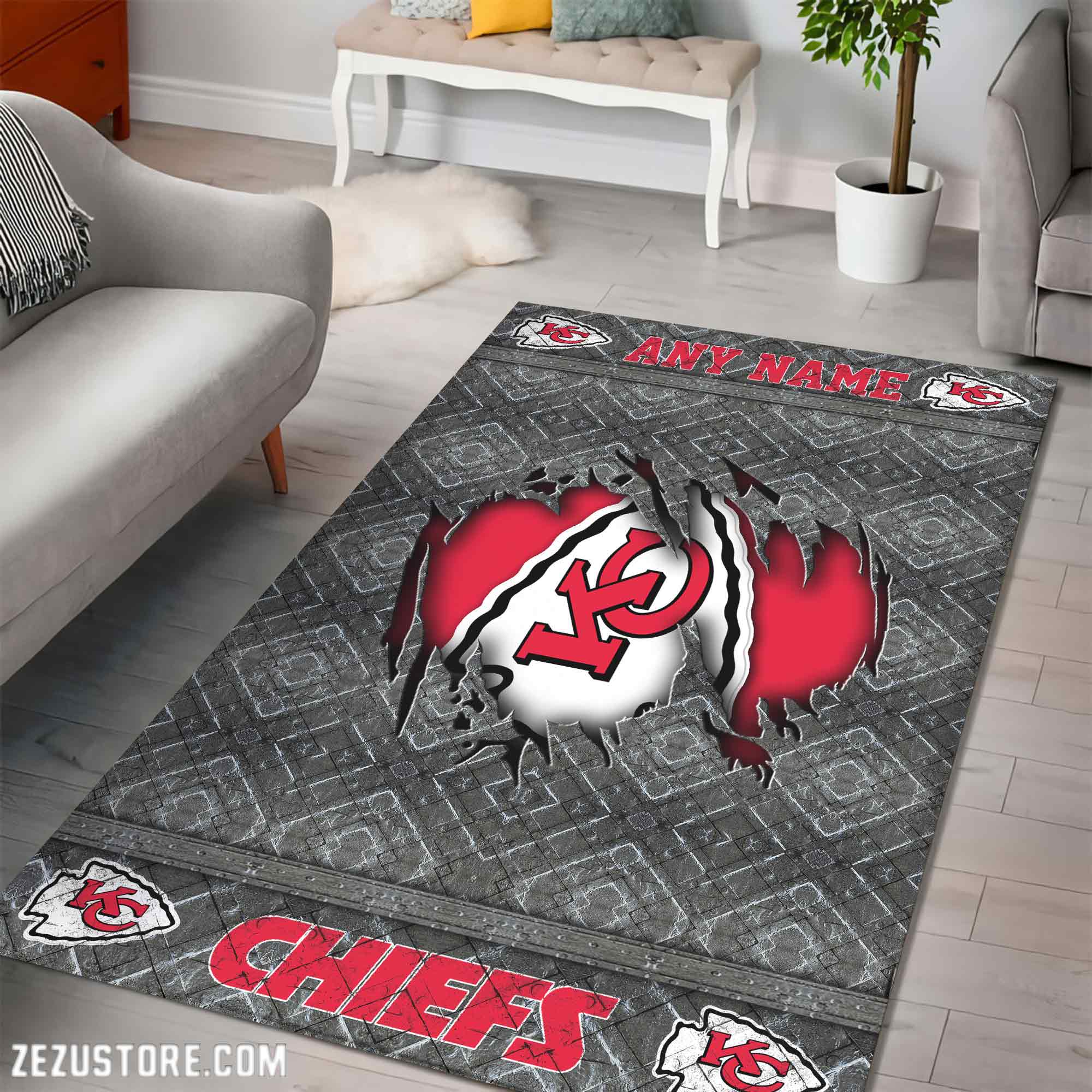 Alternative view of Kansas City Chiefs Living Room Rug, Football Team Living Room Rug 2024 Versions, FootBall Fan Gifts EHIVM-53669