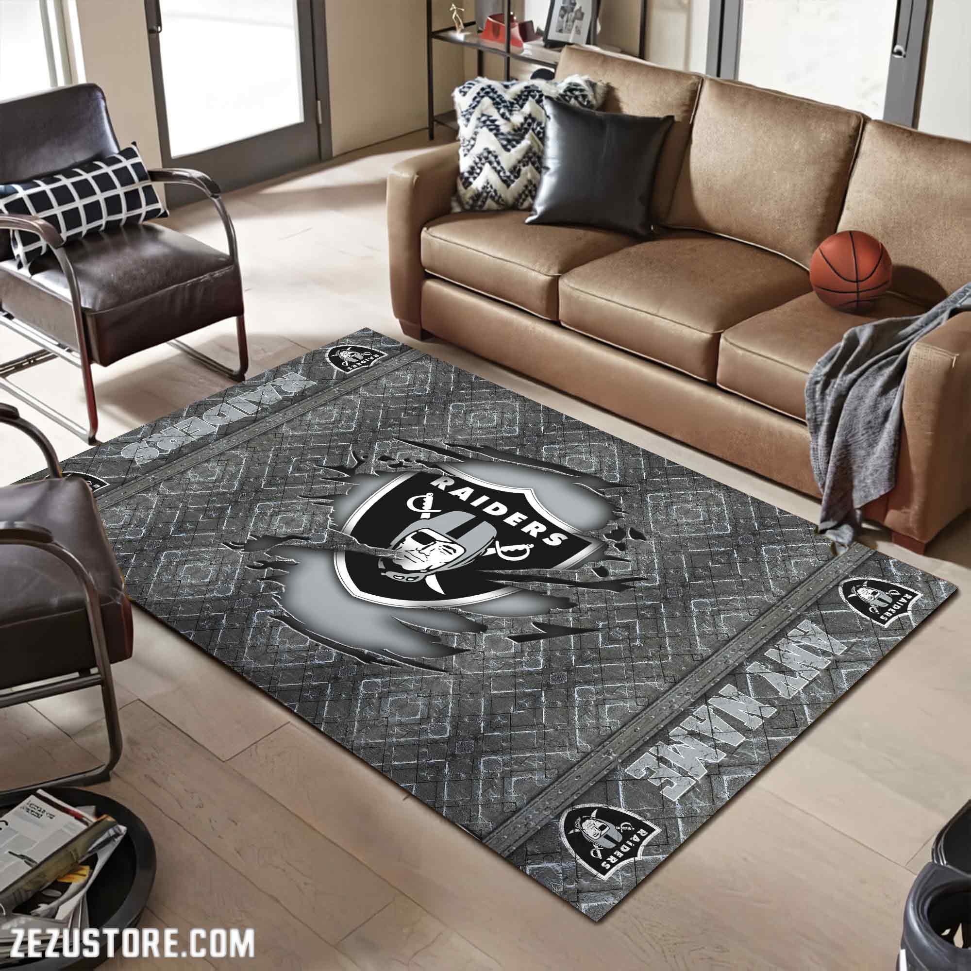 Las Vegas Raiders Living Room Rug, Football Team Living Room Rug 2024 Versions, FootBall Fan Gifts EHIVM-53669