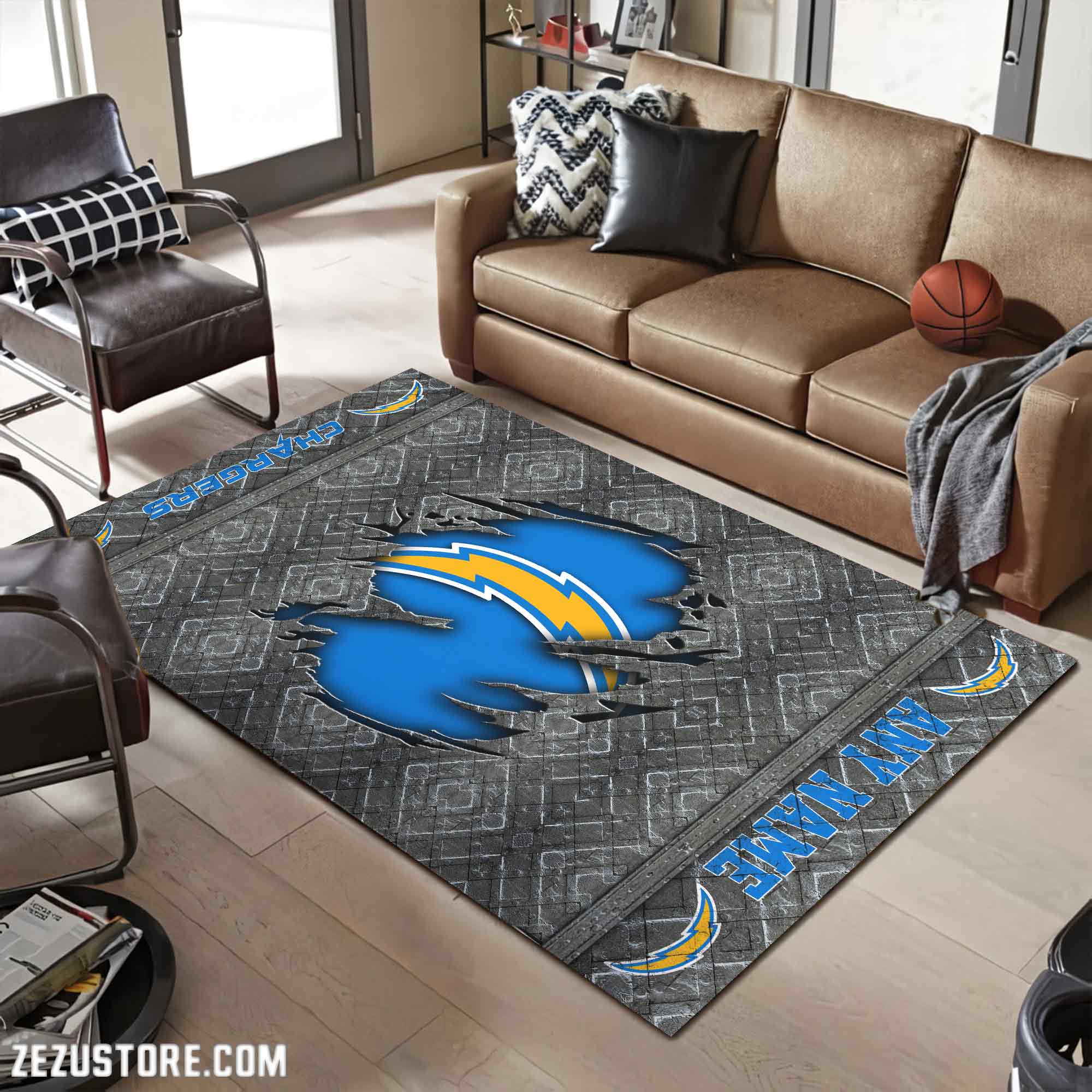 Los Angeles Chargers Living Room Rug, Football Team Living Room Rug 2024 Versions, FootBall Fan Gifts EHIVM-53669