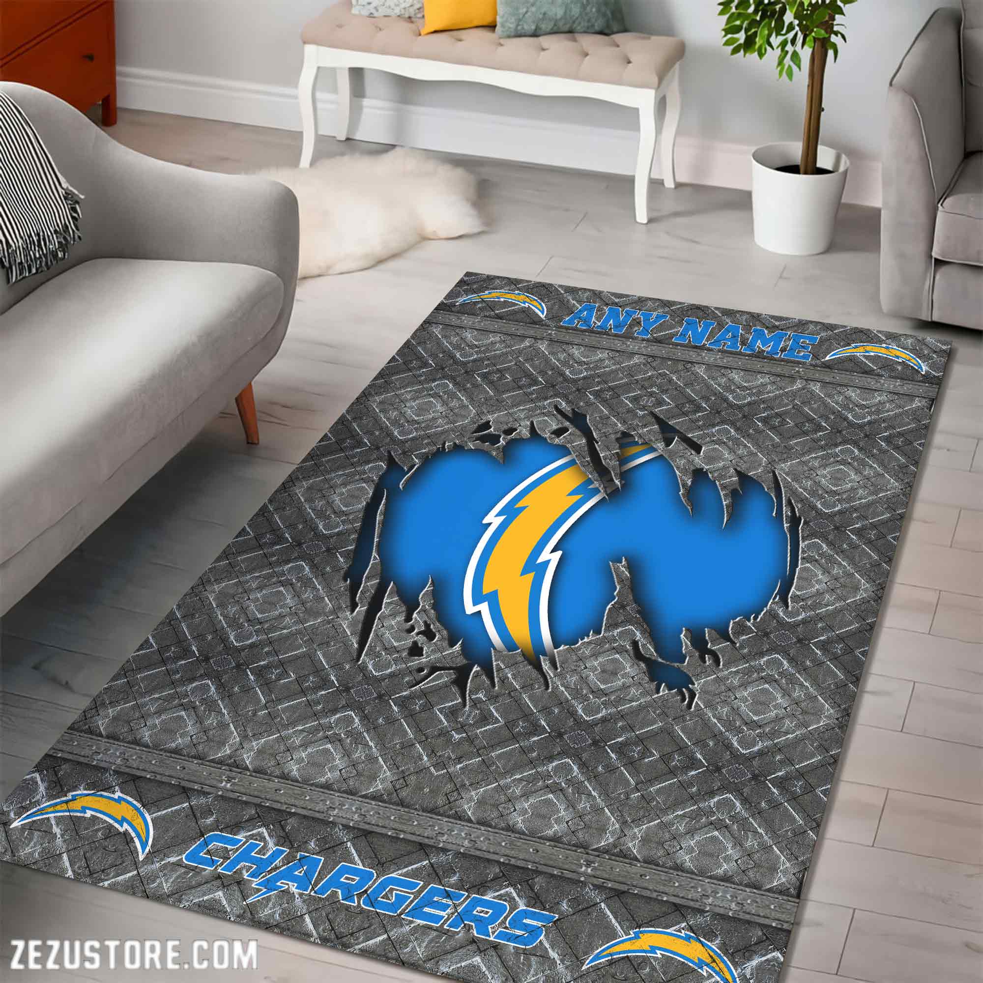 Alternative view of Los Angeles Chargers Living Room Rug, Football Team Living Room Rug 2024 Versions, FootBall Fan Gifts EHIVM-53669