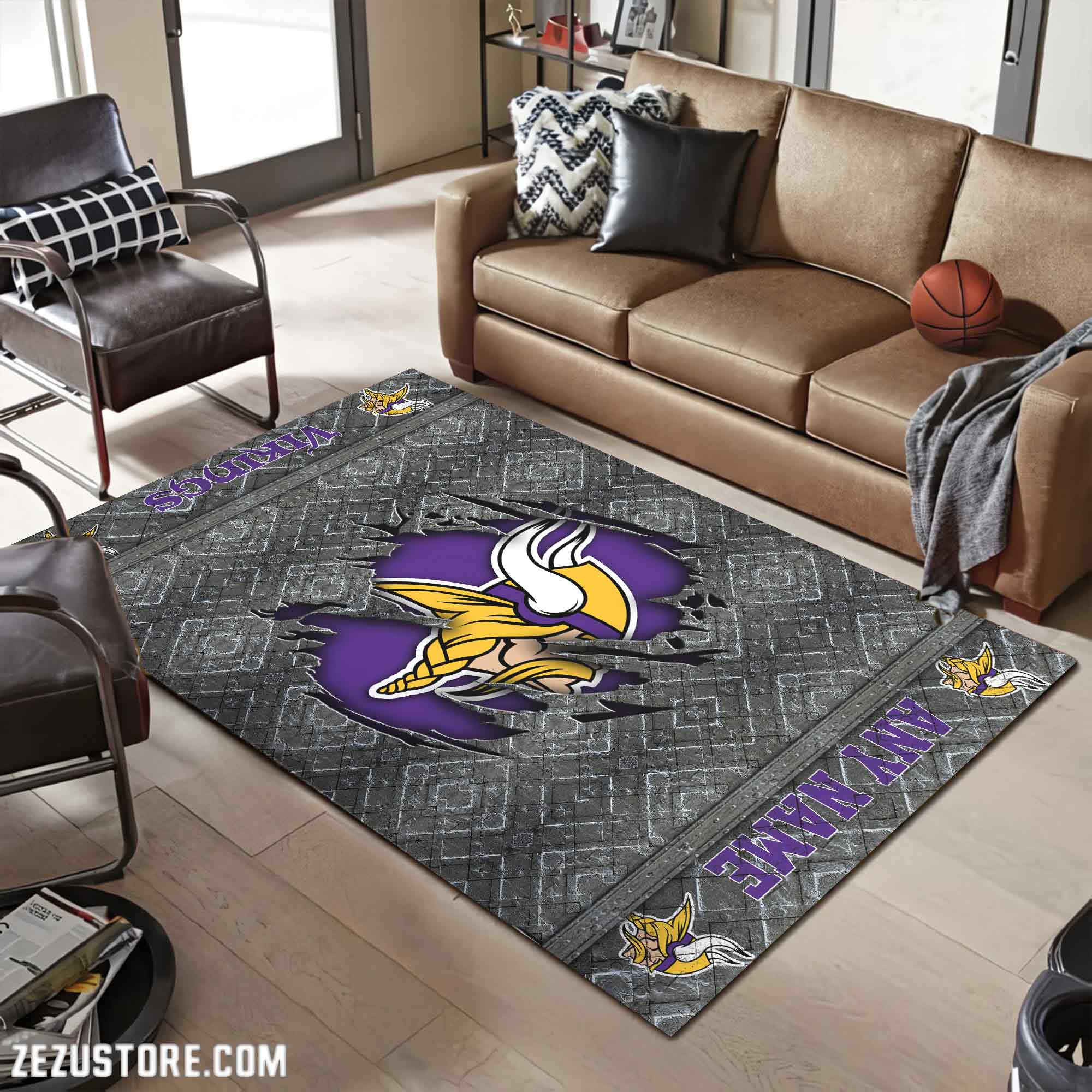 Minnesota Vikings Living Room Rug, Football Team Living Room Rug 2024 Versions, FootBall Fan Gifts EHIVM-53669