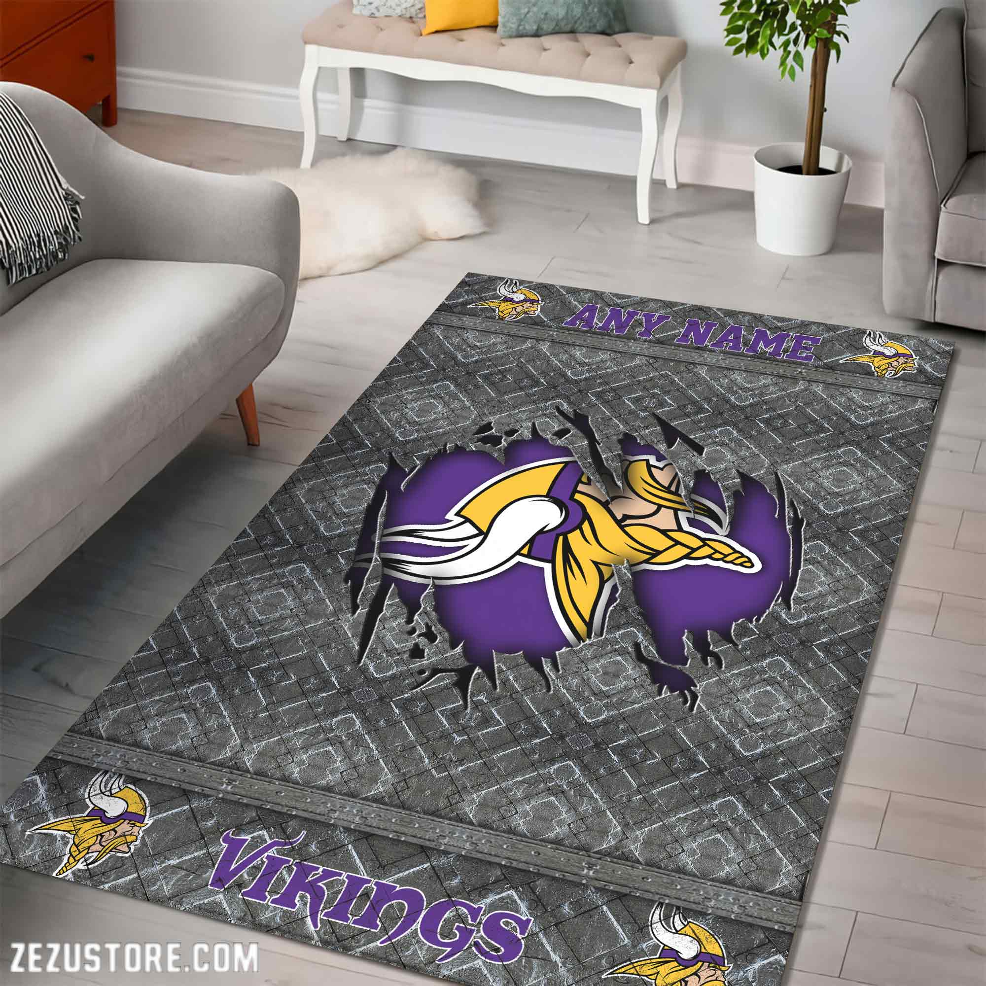 Alternative view of Minnesota Vikings Living Room Rug, Football Team Living Room Rug 2024 Versions, FootBall Fan Gifts EHIVM-53669