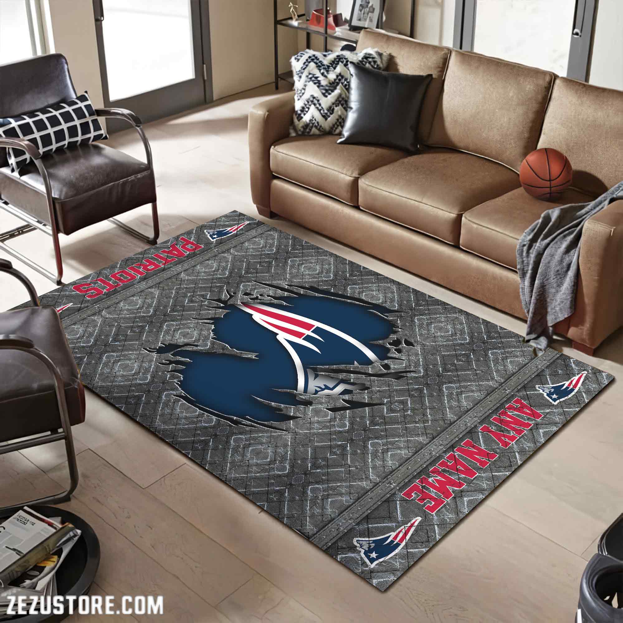 New England Patriots Living Room Rug, Football Team Living Room Rug 2024 Versions, FootBall Fan Gifts EHIVM-53669