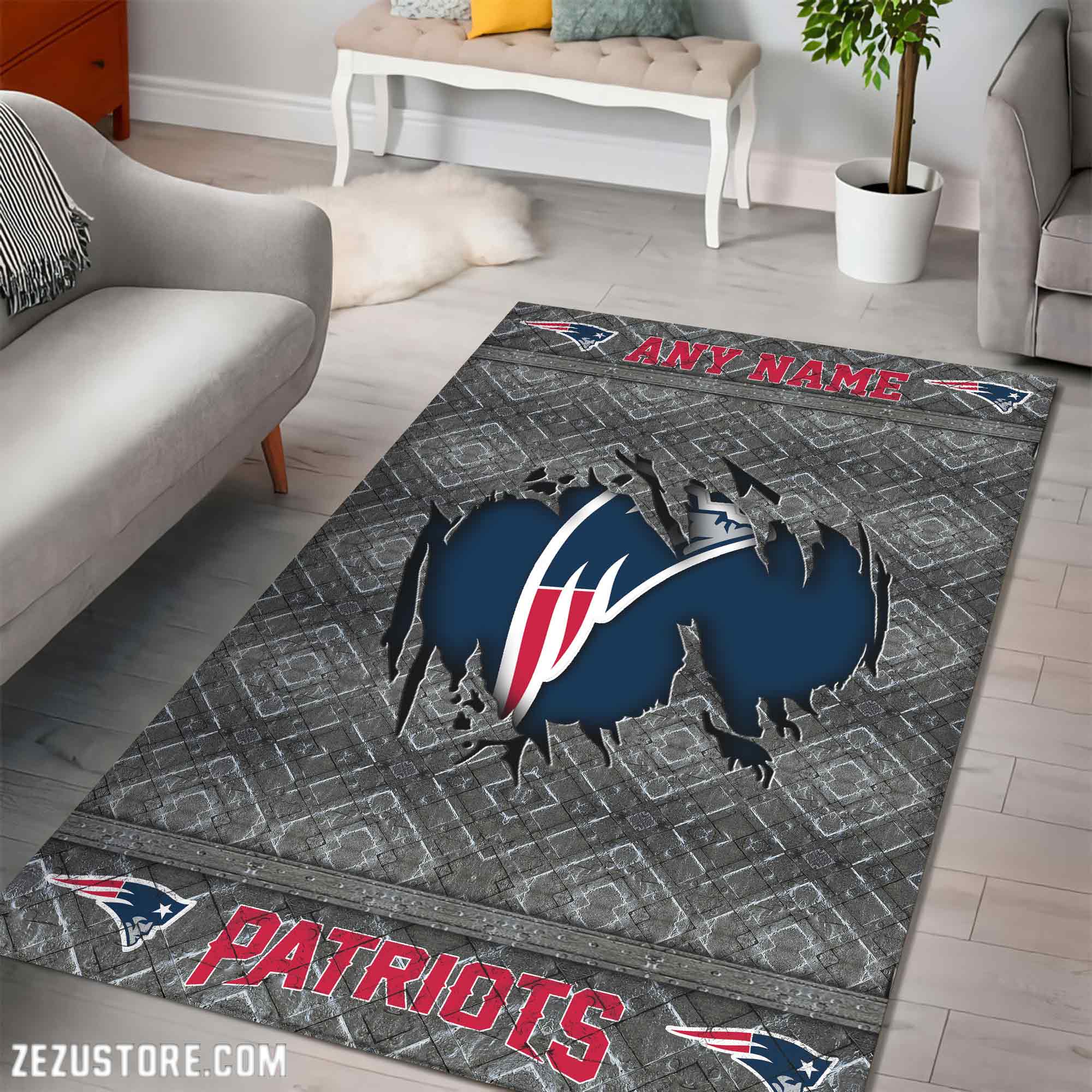 Alternative view of New England Patriots Living Room Rug, Football Team Living Room Rug 2024 Versions, FootBall Fan Gifts EHIVM-53669