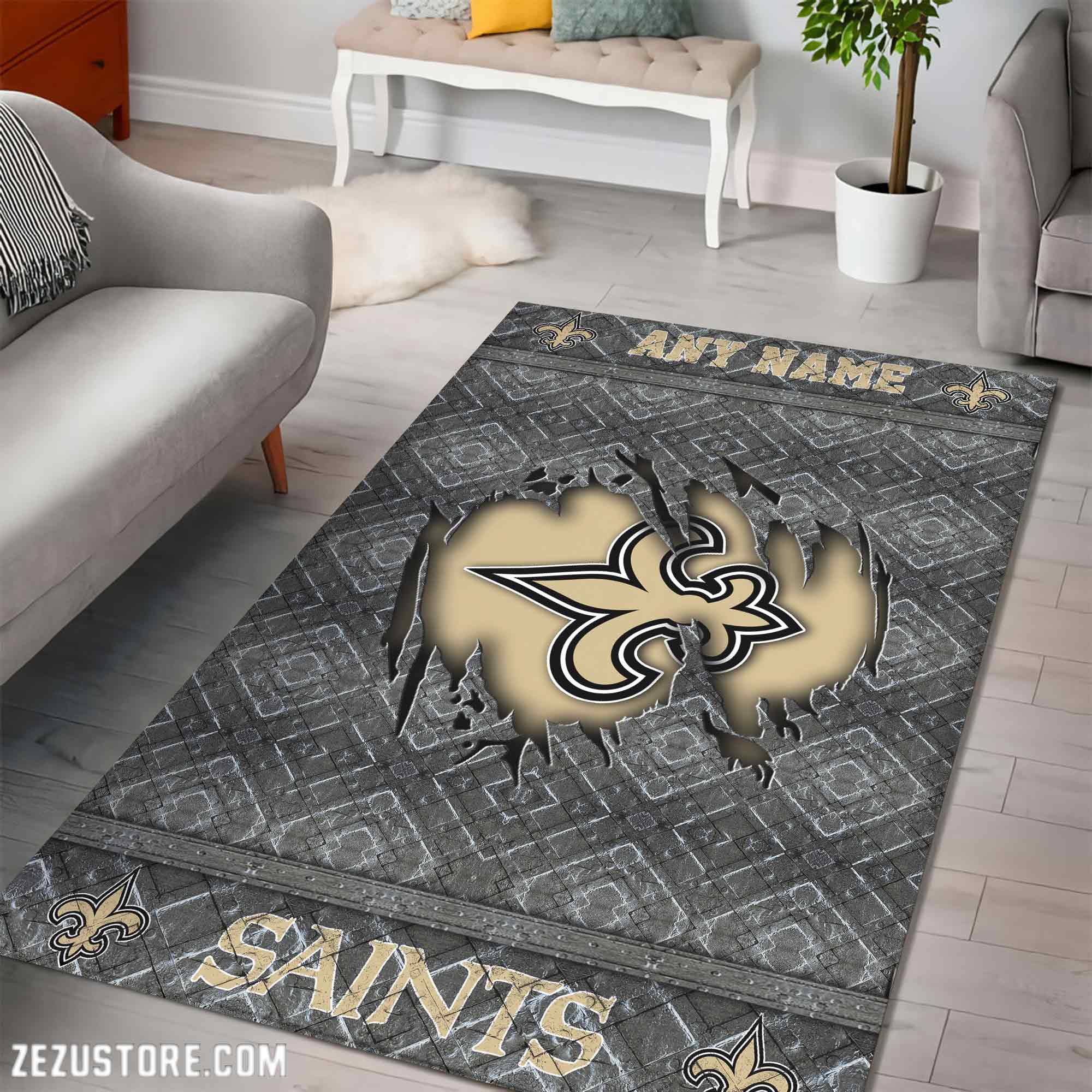 Alternative view of New Orleans Saints Living Room Rug, Football Team Living Room Rug 2024 Versions, FootBall Fan Gifts EHIVM-53669