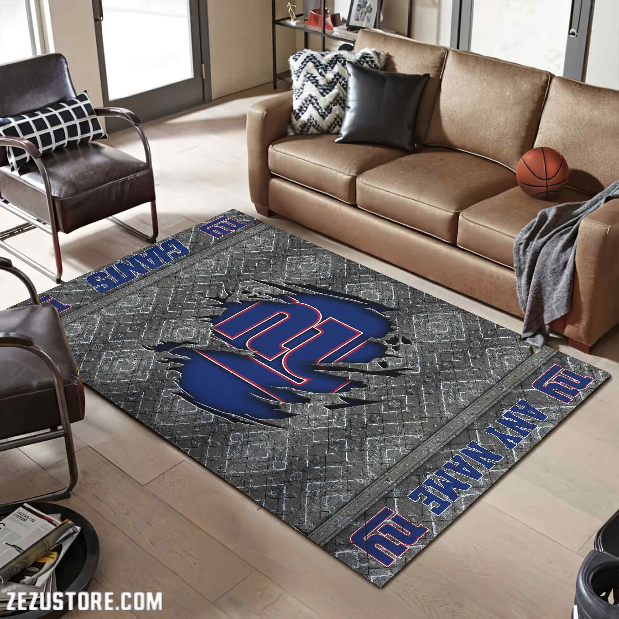 New York Giants Living Room Rug, Football Team Living Room Rug 2024 Versions, FootBall Fan Gifts EHIVM-53669