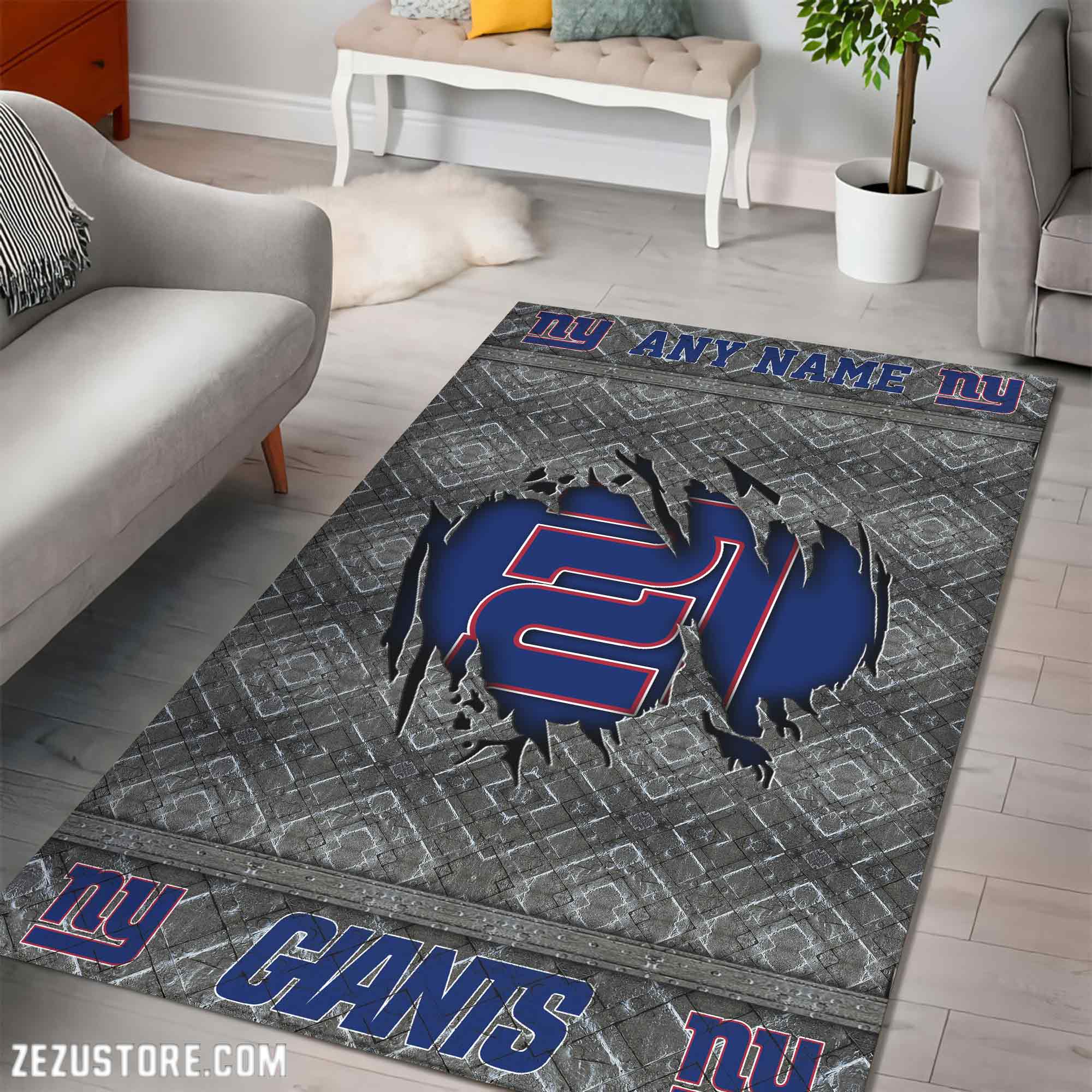 Alternative view of New York Giants Living Room Rug, Football Team Living Room Rug 2024 Versions, FootBall Fan Gifts EHIVM-53669