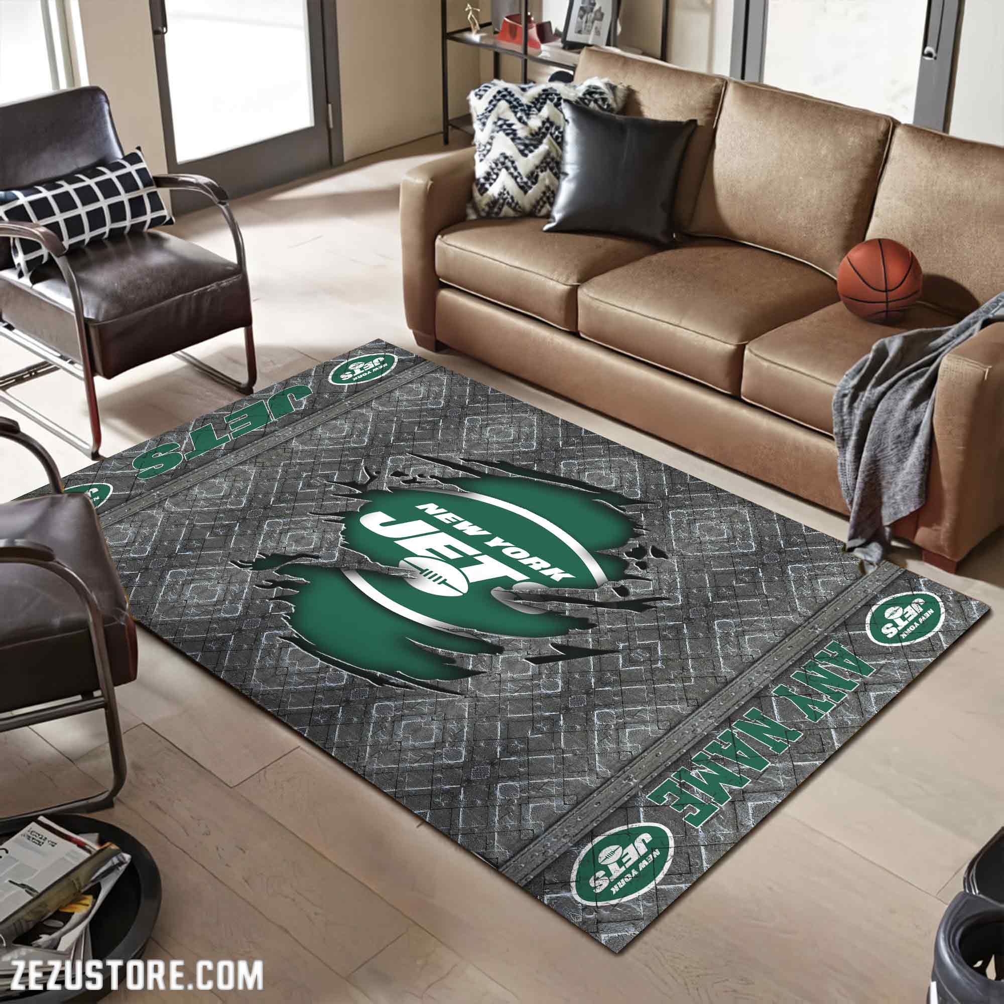 New York Jets Living Room Rug, Football Team Living Room Rug 2024 Versions, FootBall Fan Gifts EHIVM-53669