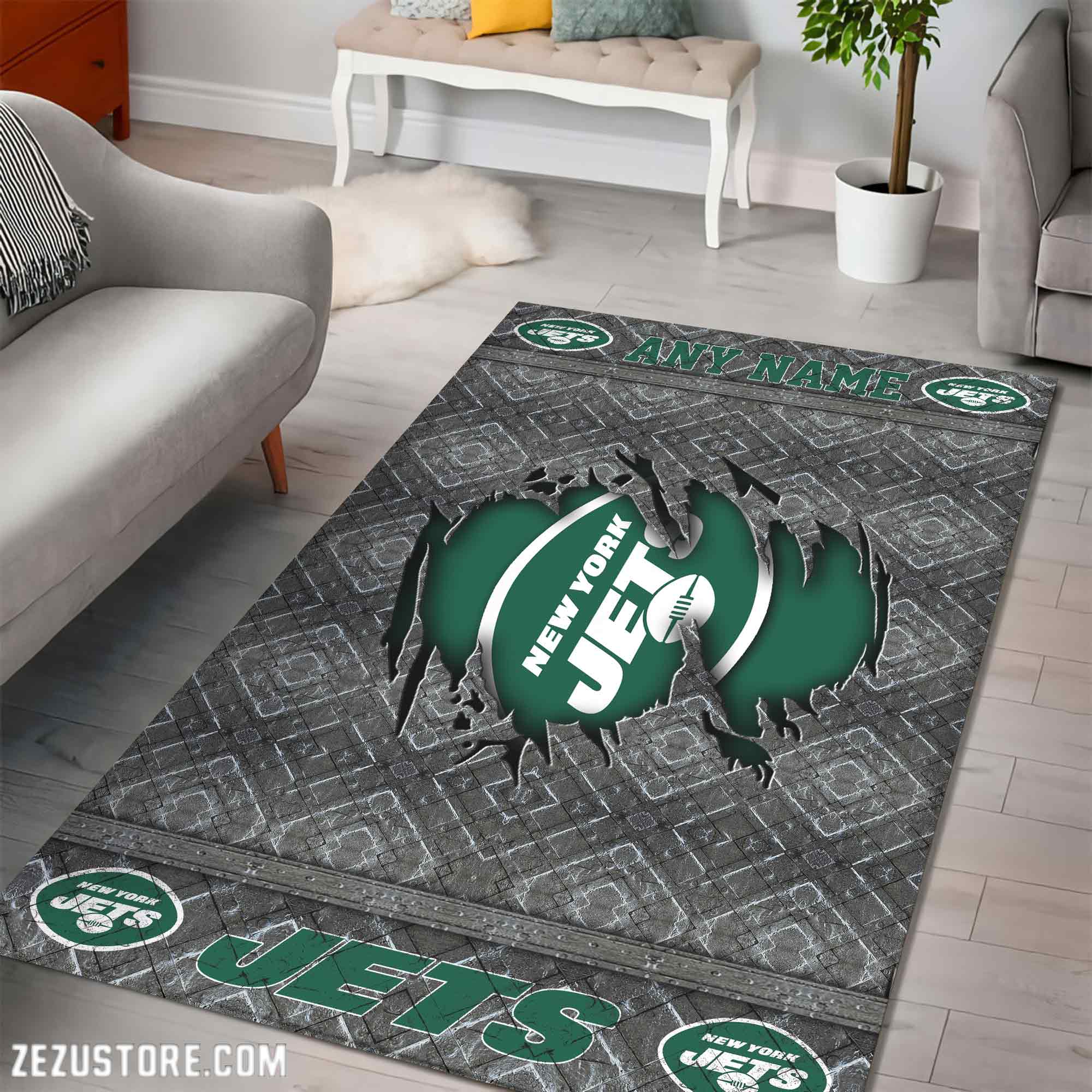Alternative view of New York Jets Living Room Rug, Football Team Living Room Rug 2024 Versions, FootBall Fan Gifts EHIVM-53669