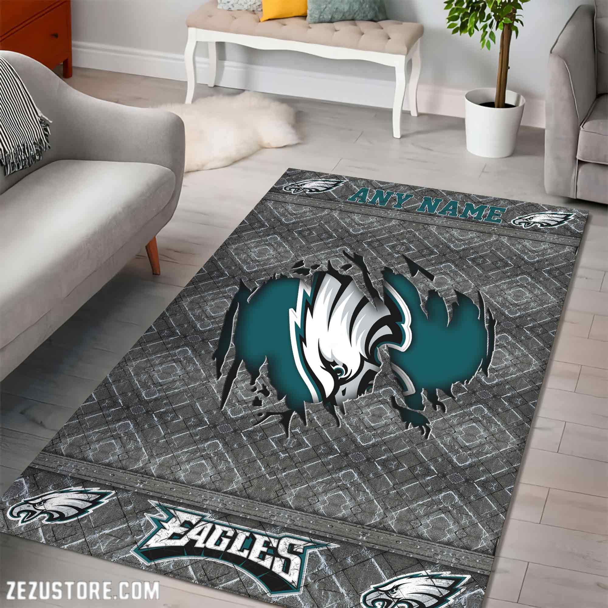 Alternative view of Philadelphia Eagles Living Room Rug, Football Team Living Room Rug 2024 Versions, FootBall Fan Gifts EHIVM-53669