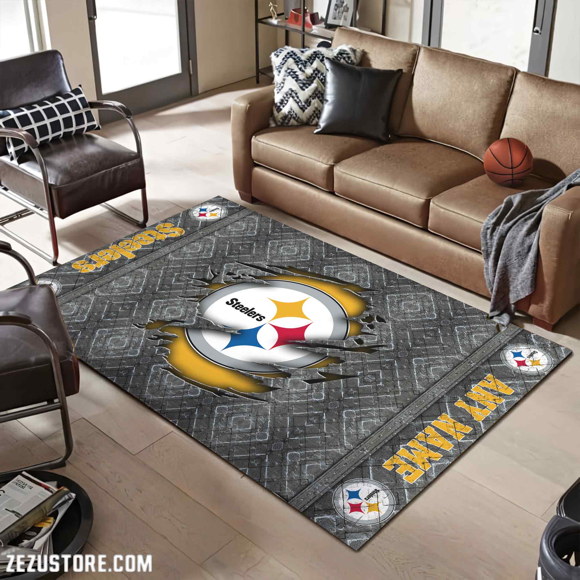 Pittsburgh Steelers Living Room Rug, Football Team Living Room Rug 2024 Versions, FootBall Fan Gifts EHIVM-53669