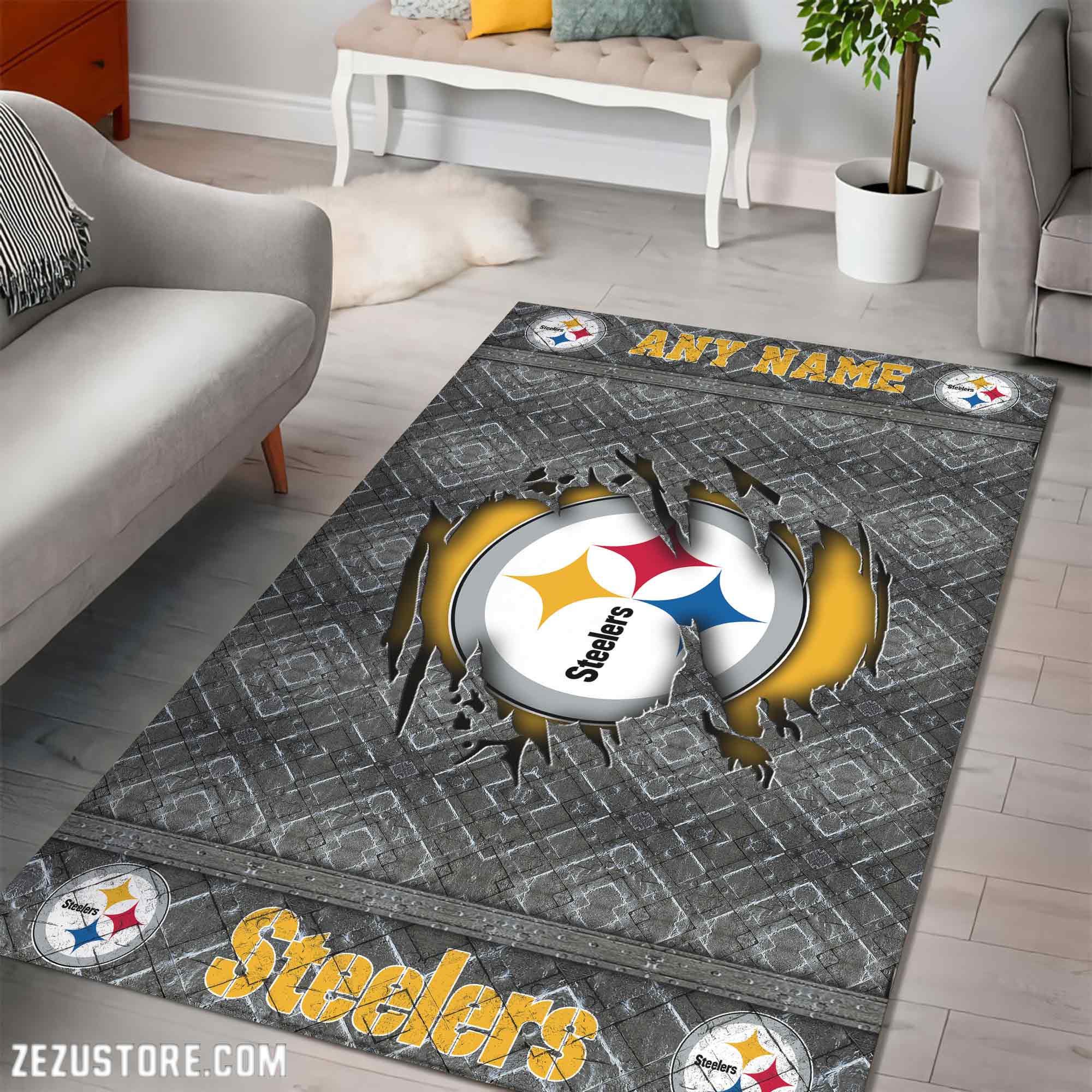 Alternative view of Pittsburgh Steelers Living Room Rug, Football Team Living Room Rug 2024 Versions, FootBall Fan Gifts EHIVM-53669