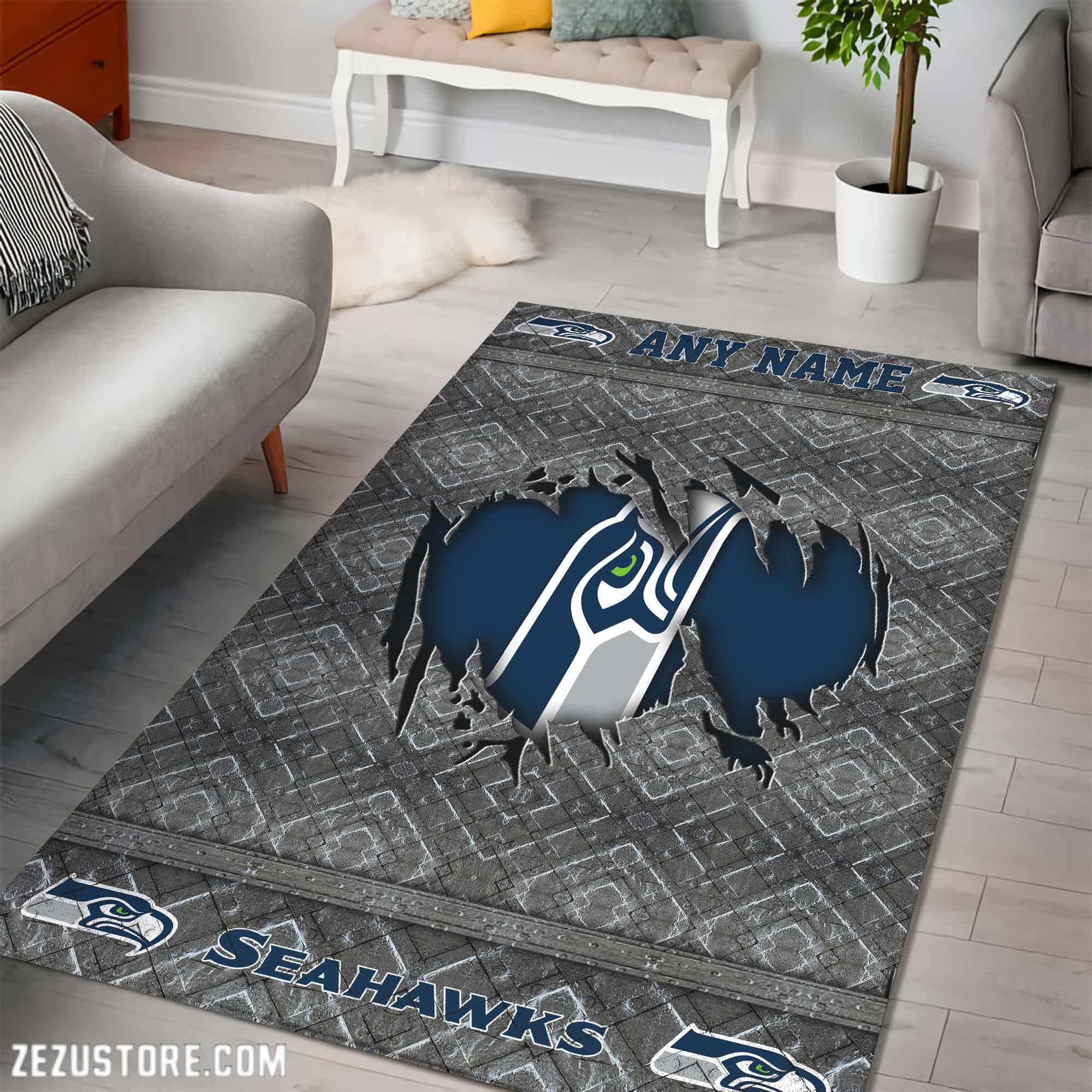 Alternative view of Seattle Seahawks Living Room Rug, Football Team Living Room Rug 2024 Versions, FootBall Fan Gifts EHIVM-53669
