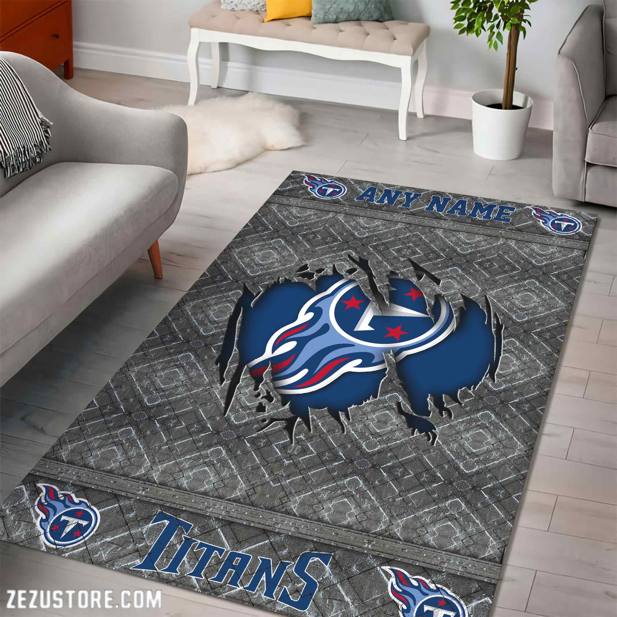 Alternative view of Tennessee Titans Living Room Rug, Football Team Living Room Rug 2024 Versions, FootBall Fan Gifts EHIVM-53669