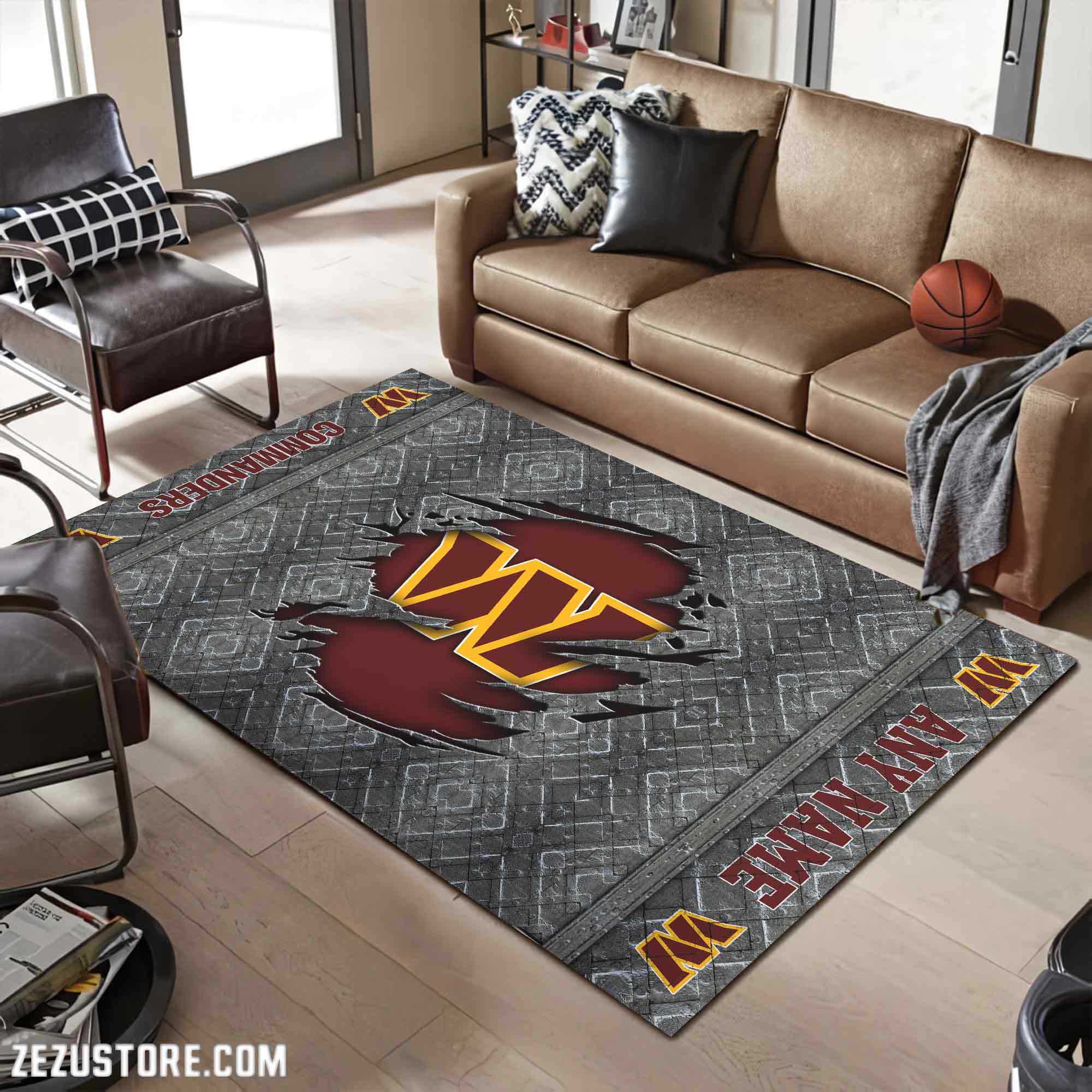 Washington Commanders Living Room Rug, Football Team Living Room Rug 2024 Versions, FootBall Fan Gifts EHIVM-53669