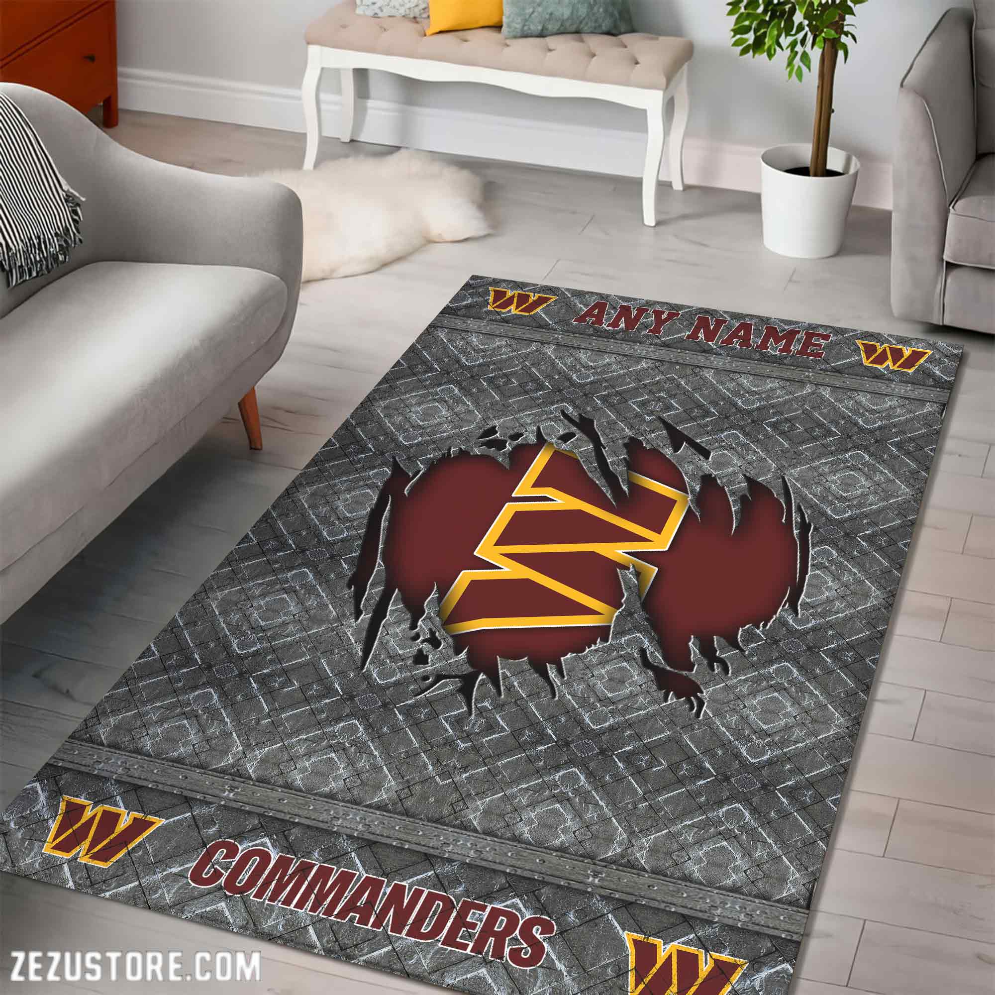 Alternative view of Washington Commanders Living Room Rug, Football Team Living Room Rug 2024 Versions, FootBall Fan Gifts EHIVM-53669