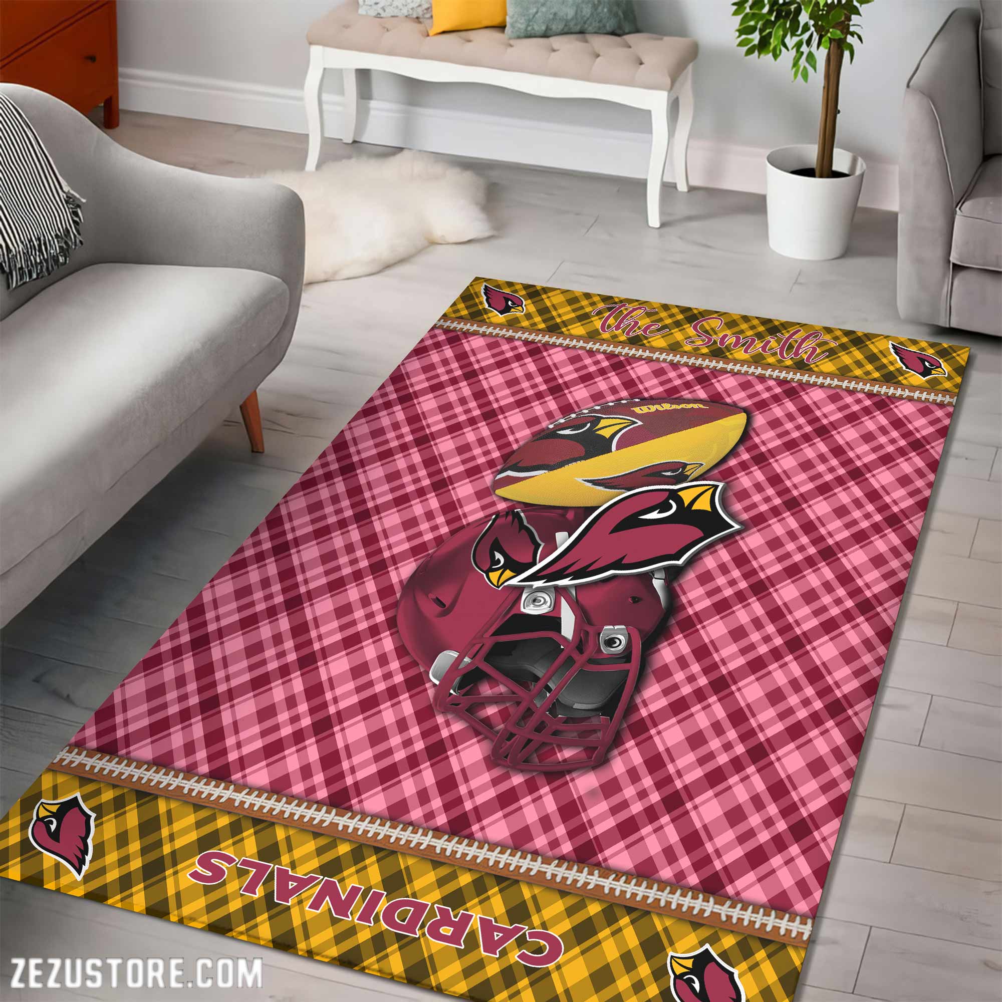 Alternative view of Arizona Cardinals Living Room Rug Custom Your Name, Football Team Living Room Rug 2024 Versions, FootBall Fan Gifts EHIVM-53670