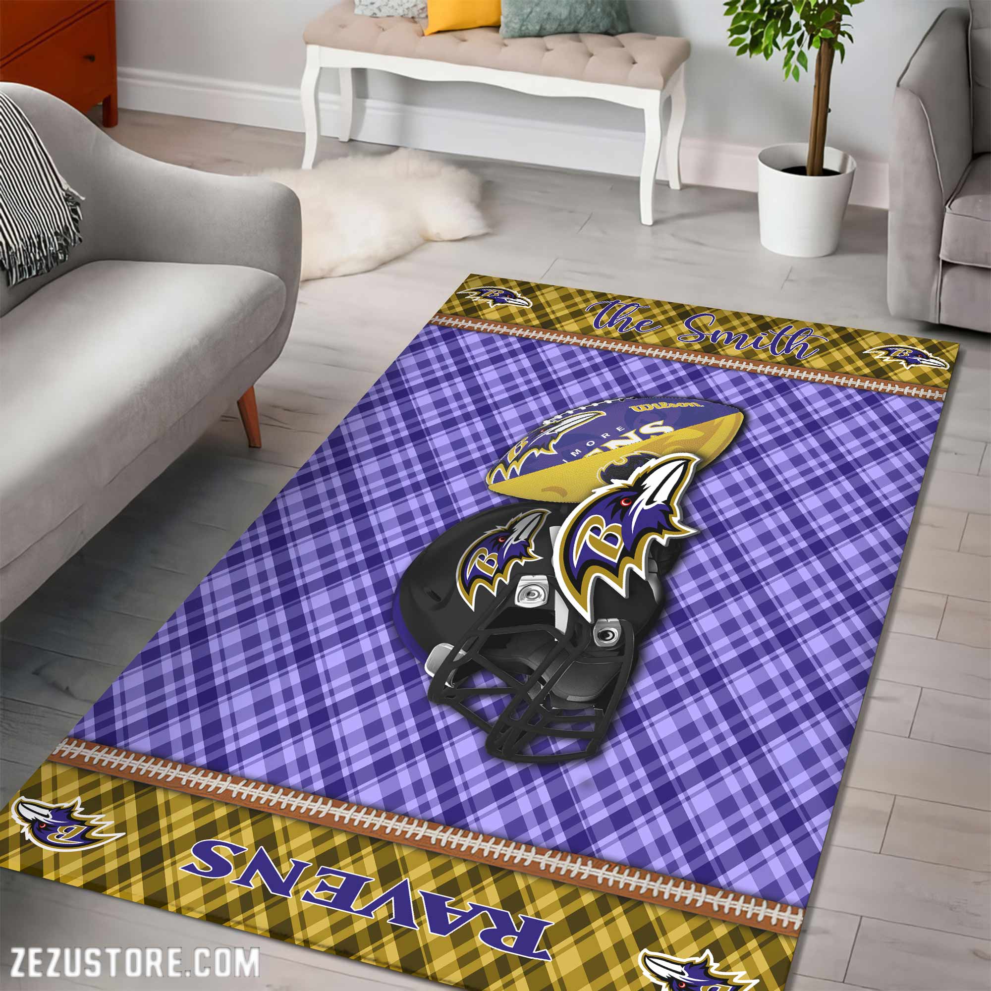 Alternative view of Baltimore Ravens Living Room Rug Custom Your Name, Football Team Living Room Rug 2024 Versions, FootBall Fan Gifts EHIVM-53670