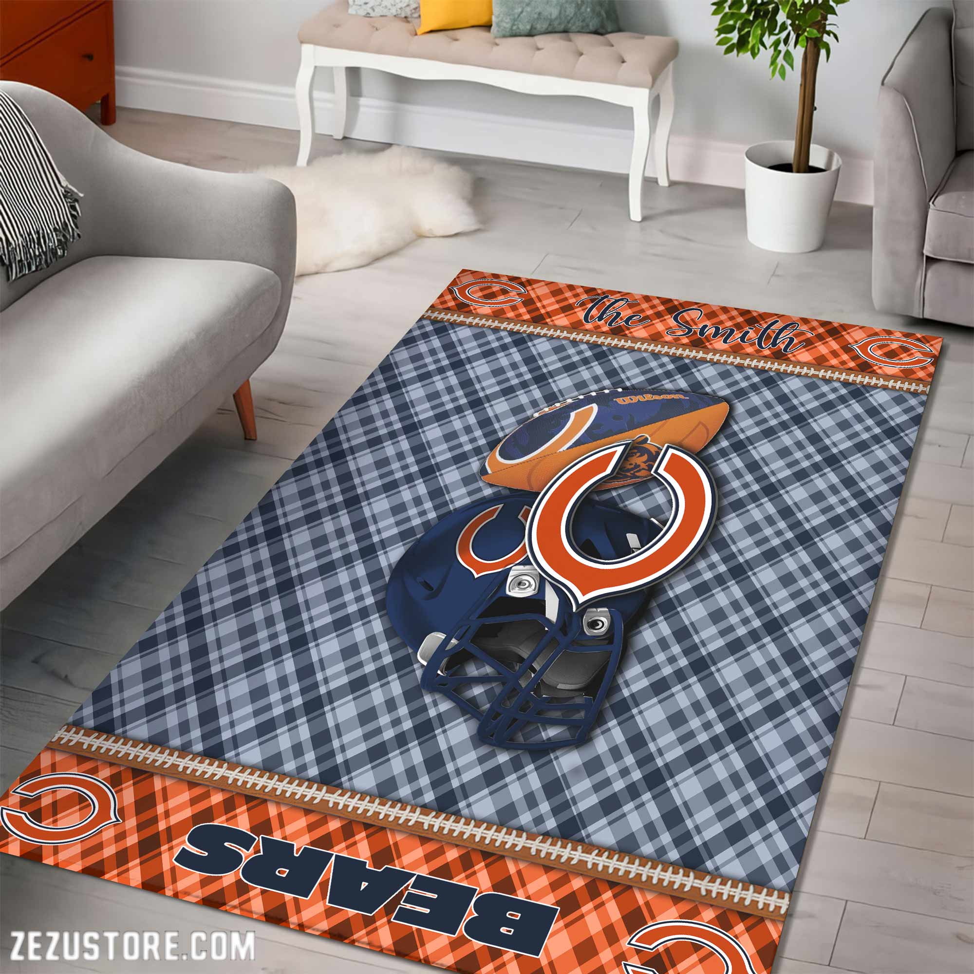 Alternative view of Chicago Bears Living Room Rug Custom Your Name, Football Team Living Room Rug 2024 Versions, FootBall Fan Gifts EHIVM-53670