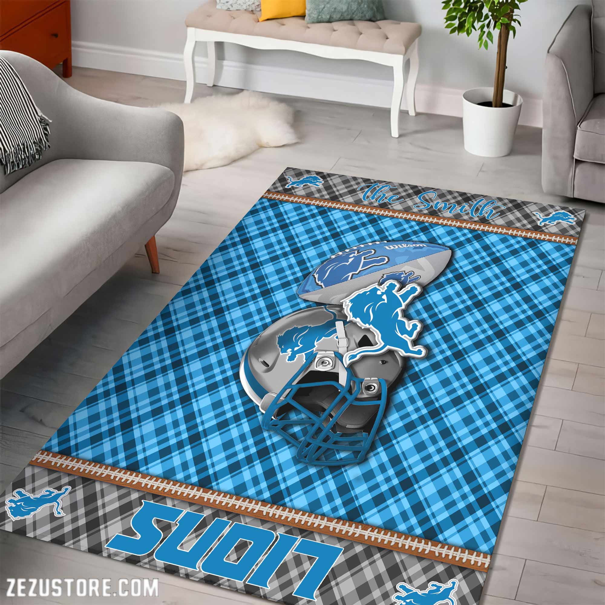 Alternative view of Detroit Lions Living Room Rug Custom Your Name, Football Team Living Room Rug 2024 Versions, FootBall Fan Gifts EHIVM-53670