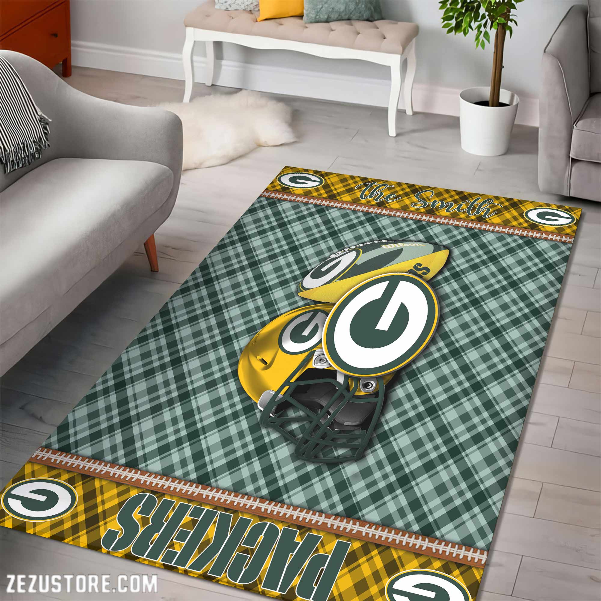 Alternative view of Green Bay Packers Living Room Rug Custom Your Name, Football Team Living Room Rug 2024 Versions, FootBall Fan Gifts EHIVM-53670