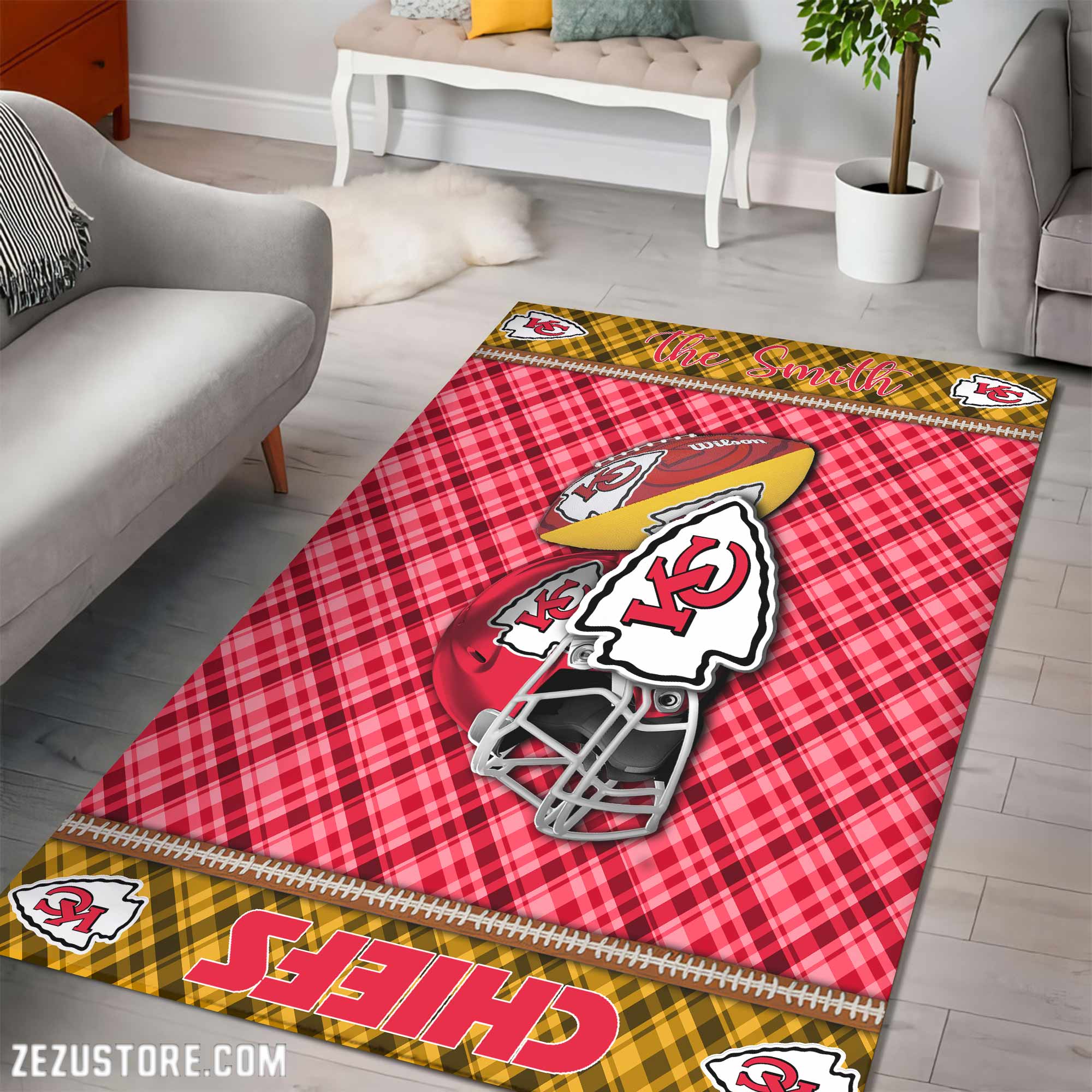Alternative view of Kansas City Chiefs Living Room Rug Custom Your Name, Football Team Living Room Rug 2024 Versions, FootBall Fan Gifts EHIVM-53670