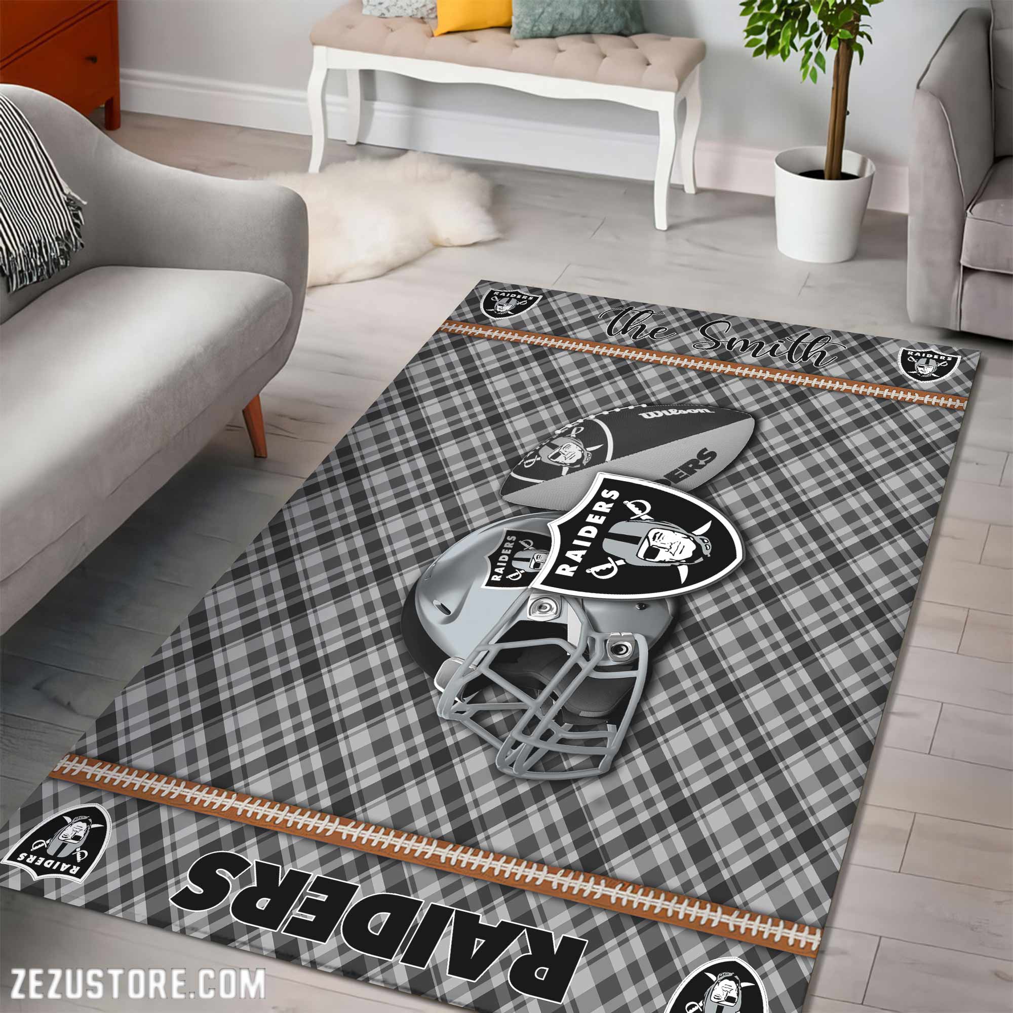 Alternative view of Las Vegas Raiders Living Room Rug Custom Your Name, Football Team Living Room Rug 2024 Versions, FootBall Fan Gifts EHIVM-53670