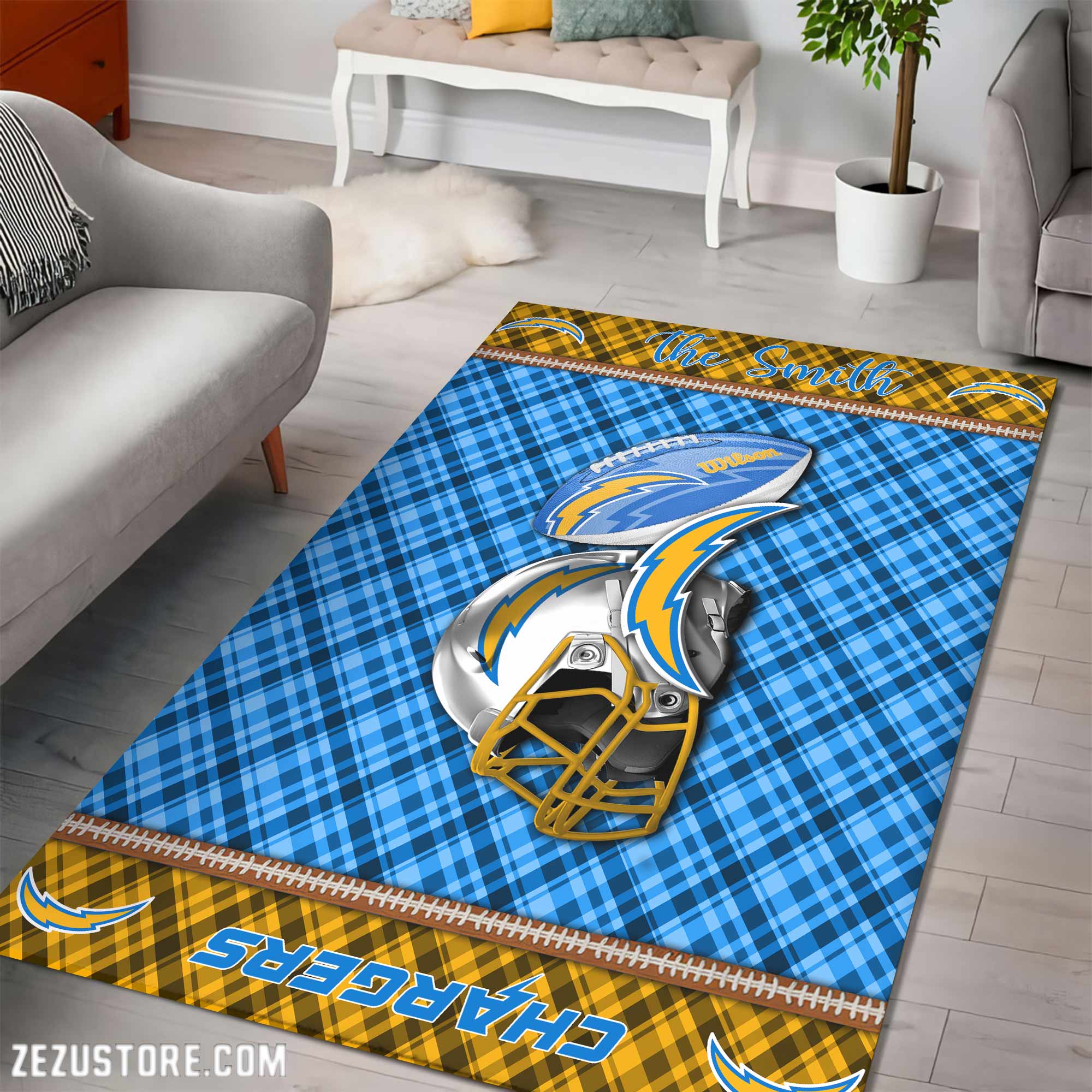 Alternative view of Los Angeles Chargers Living Room Rug Custom Your Name, Football Team Living Room Rug 2024 Versions, FootBall Fan Gifts EHIVM-53670