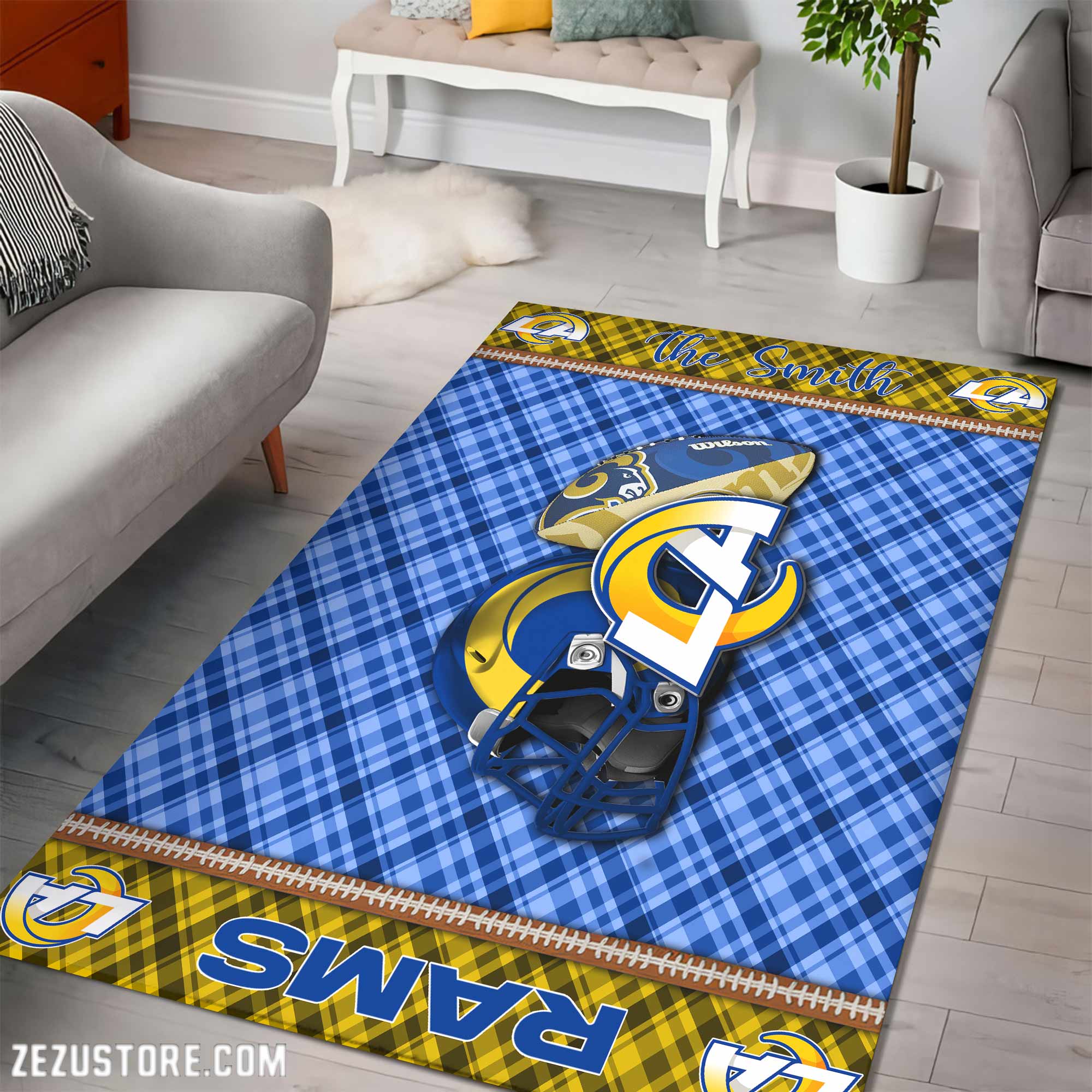 Alternative view of Los Angeles Rams Living Room Rug Custom Your Name, Football Team Living Room Rug 2024 Versions, FootBall Fan Gifts EHIVM-53670