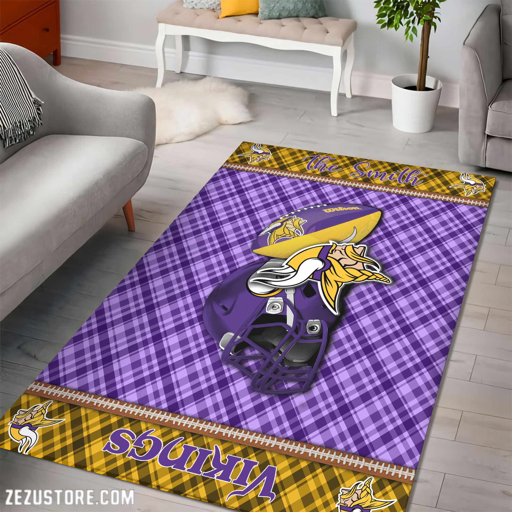 Alternative view of Minnesota Vikings Living Room Rug Custom Your Name, Football Team Living Room Rug 2024 Versions, FootBall Fan Gifts EHIVM-53670