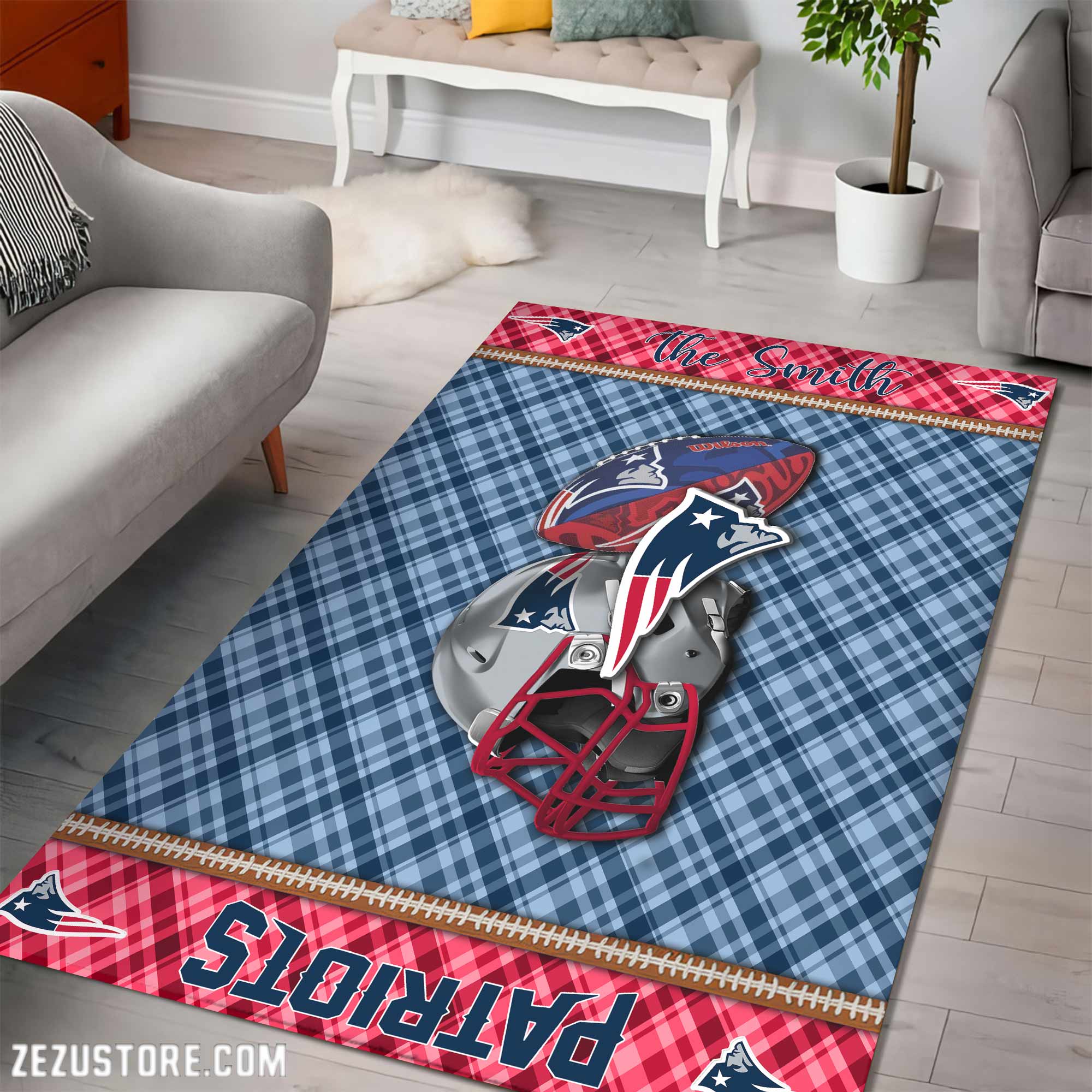 Alternative view of New England Patriots Living Room Rug Custom Your Name, Football Team Living Room Rug 2024 Versions, FootBall Fan Gifts EHIVM-53670