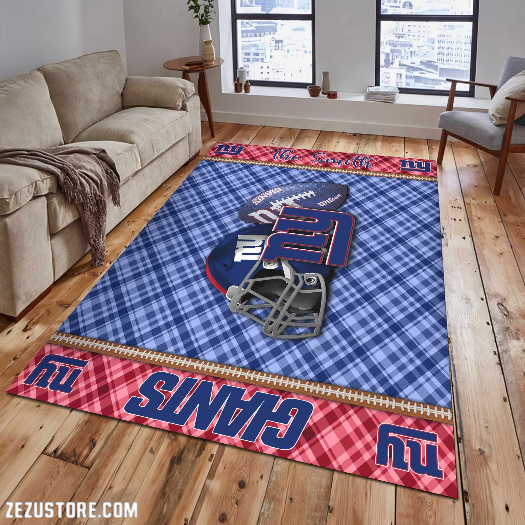 New York Giants Living Room Rug Custom Your Name, Football Team Living Room Rug 2024 Versions, FootBall Fan Gifts EHIVM-53670