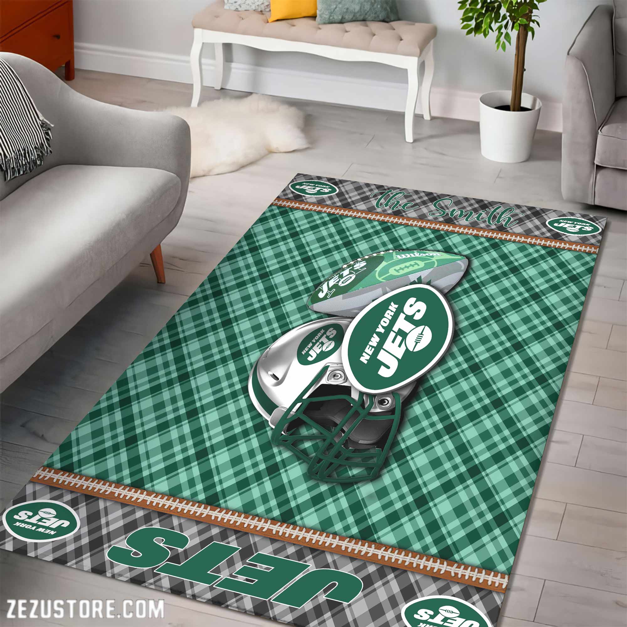 Alternative view of New York Jets Living Room Rug Custom Your Name, Football Team Living Room Rug 2024 Versions, FootBall Fan Gifts EHIVM-53670