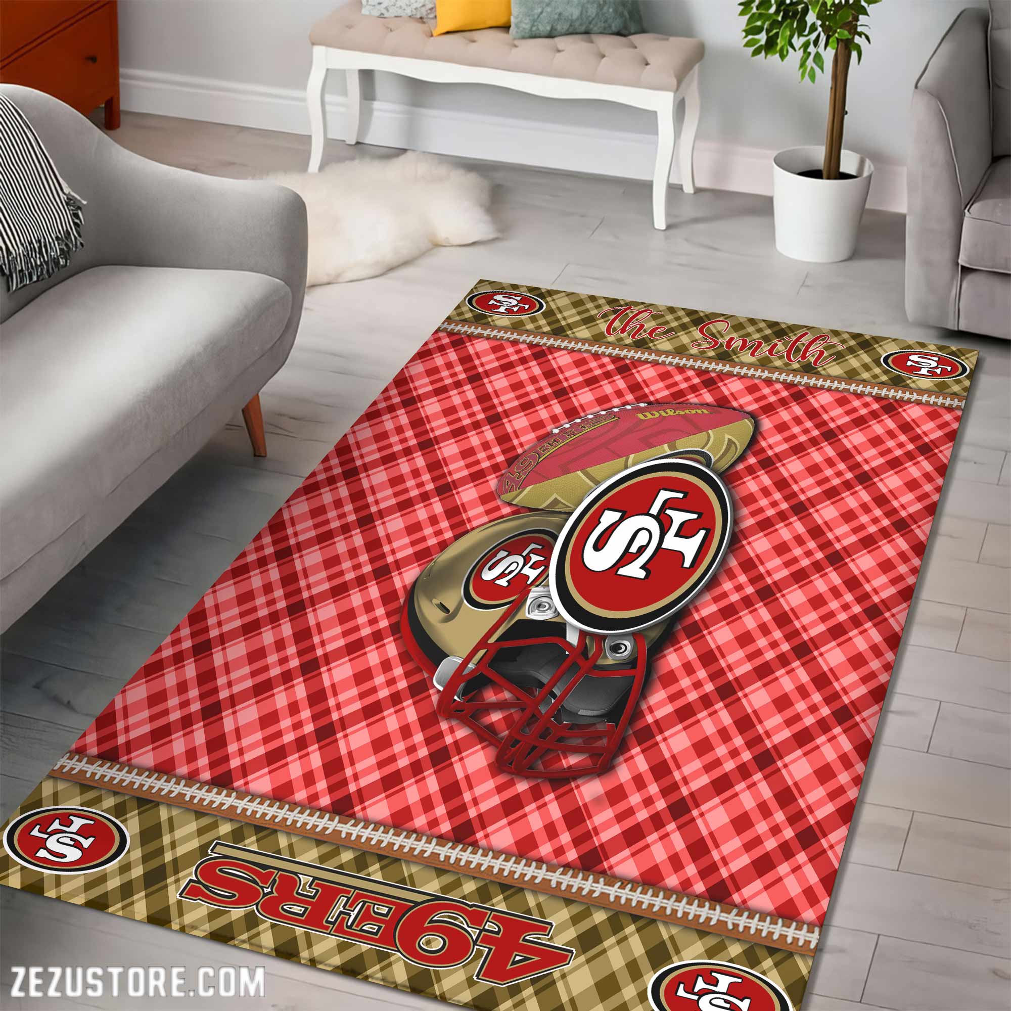 Alternative view of San Francisco 49ers Living Room Rug Custom Your Name, Football Team Living Room Rug 2024 Versions, FootBall Fan Gifts EHIVM-53670