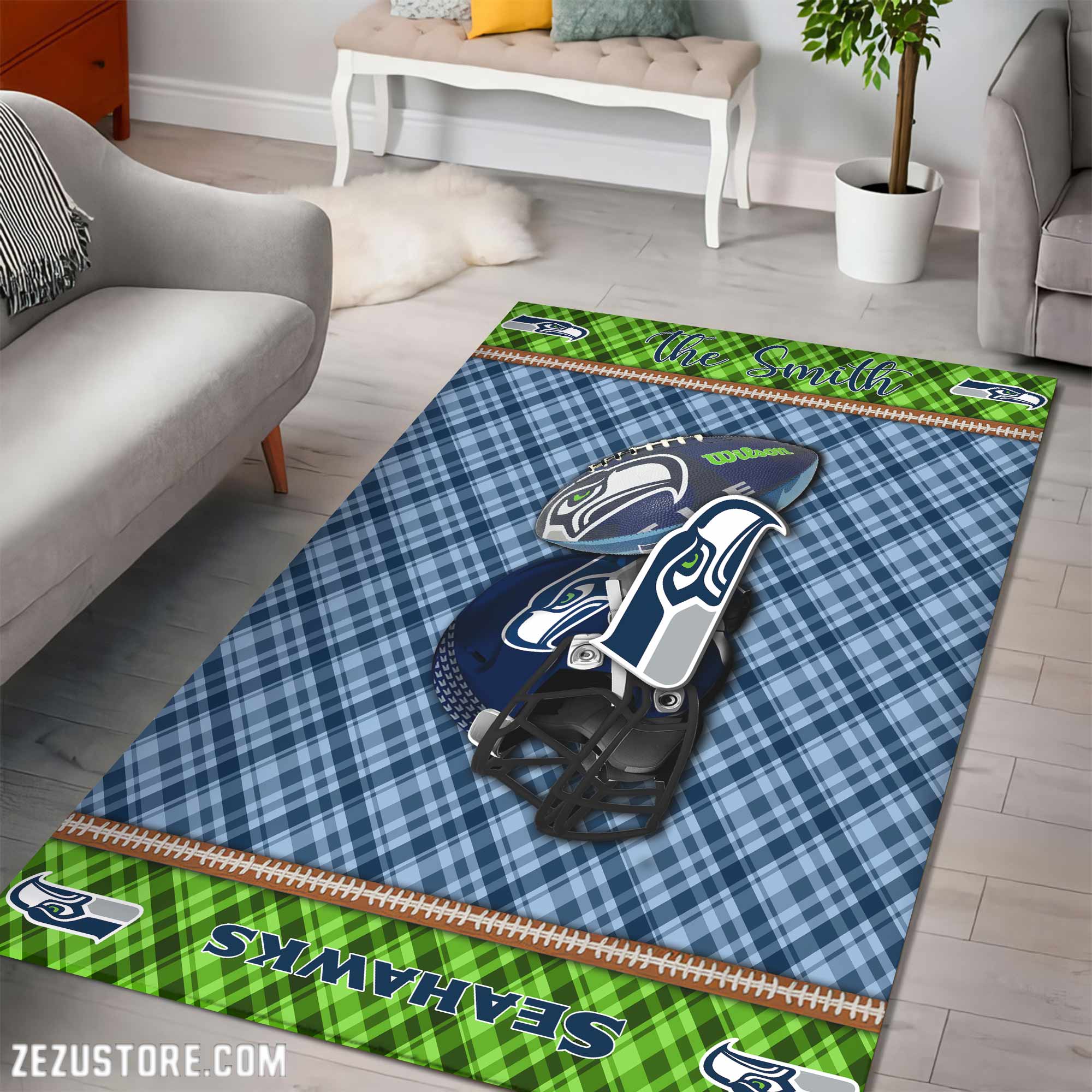 Alternative view of Seattle Seahawks Living Room Rug Custom Your Name, Football Team Living Room Rug 2024 Versions, FootBall Fan Gifts EHIVM-53670