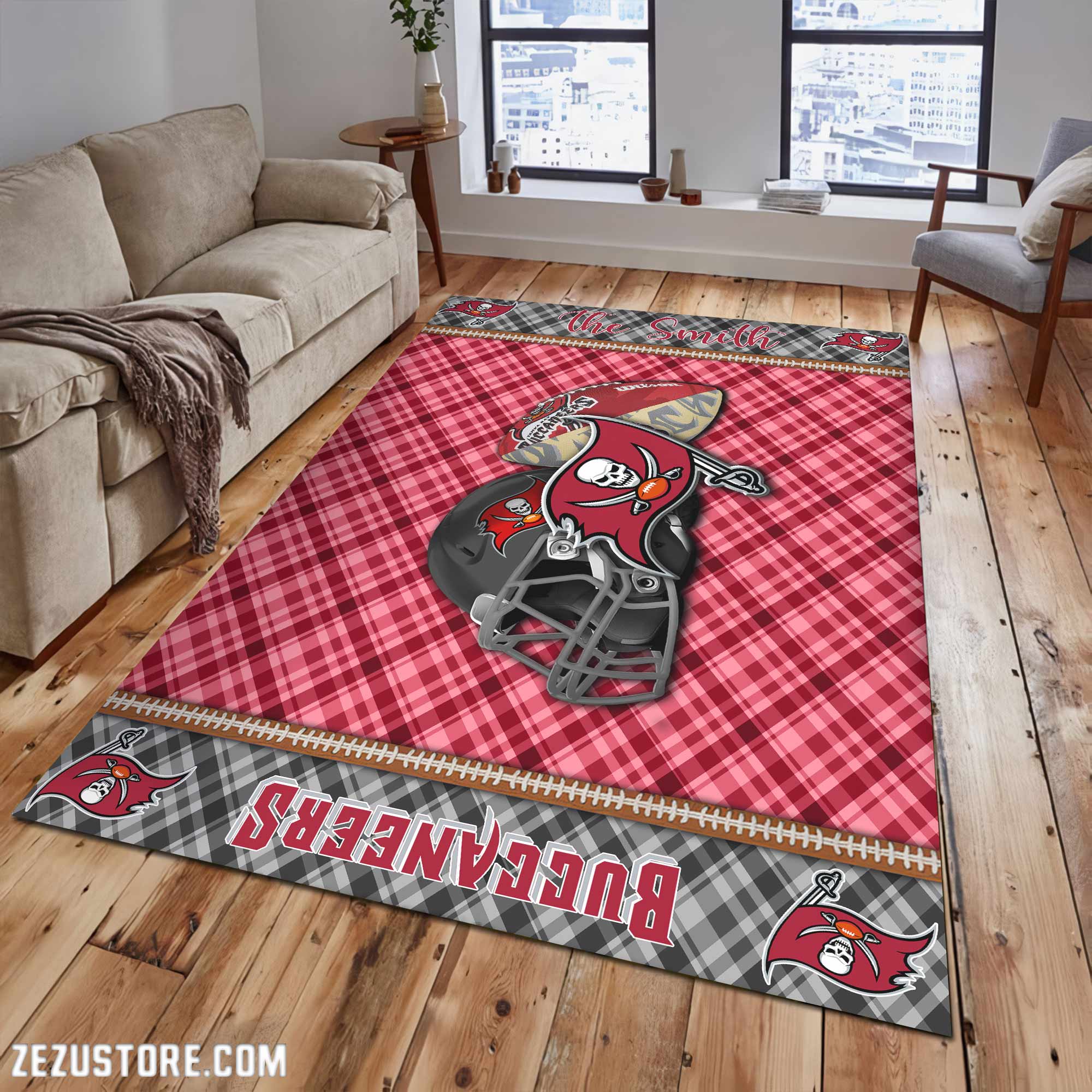 Tampa Bay Buccaneers Living Room Rug Custom Your Name, Football Team Living Room Rug 2024 Versions, FootBall Fan Gifts EHIVM-53670