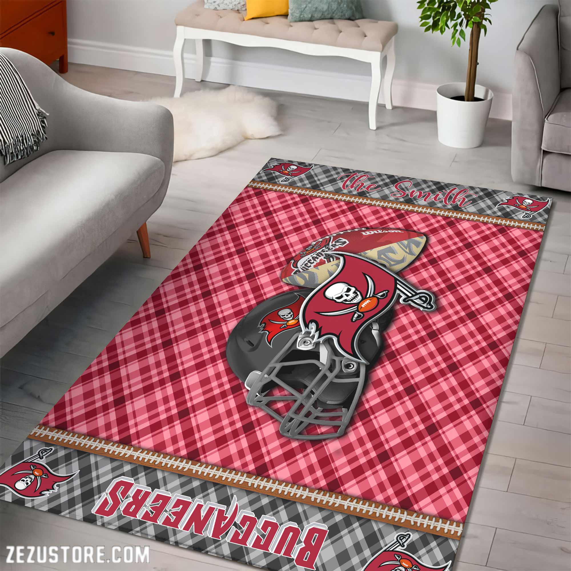 Alternative view of Tampa Bay Buccaneers Living Room Rug Custom Your Name, Football Team Living Room Rug 2024 Versions, FootBall Fan Gifts EHIVM-53670
