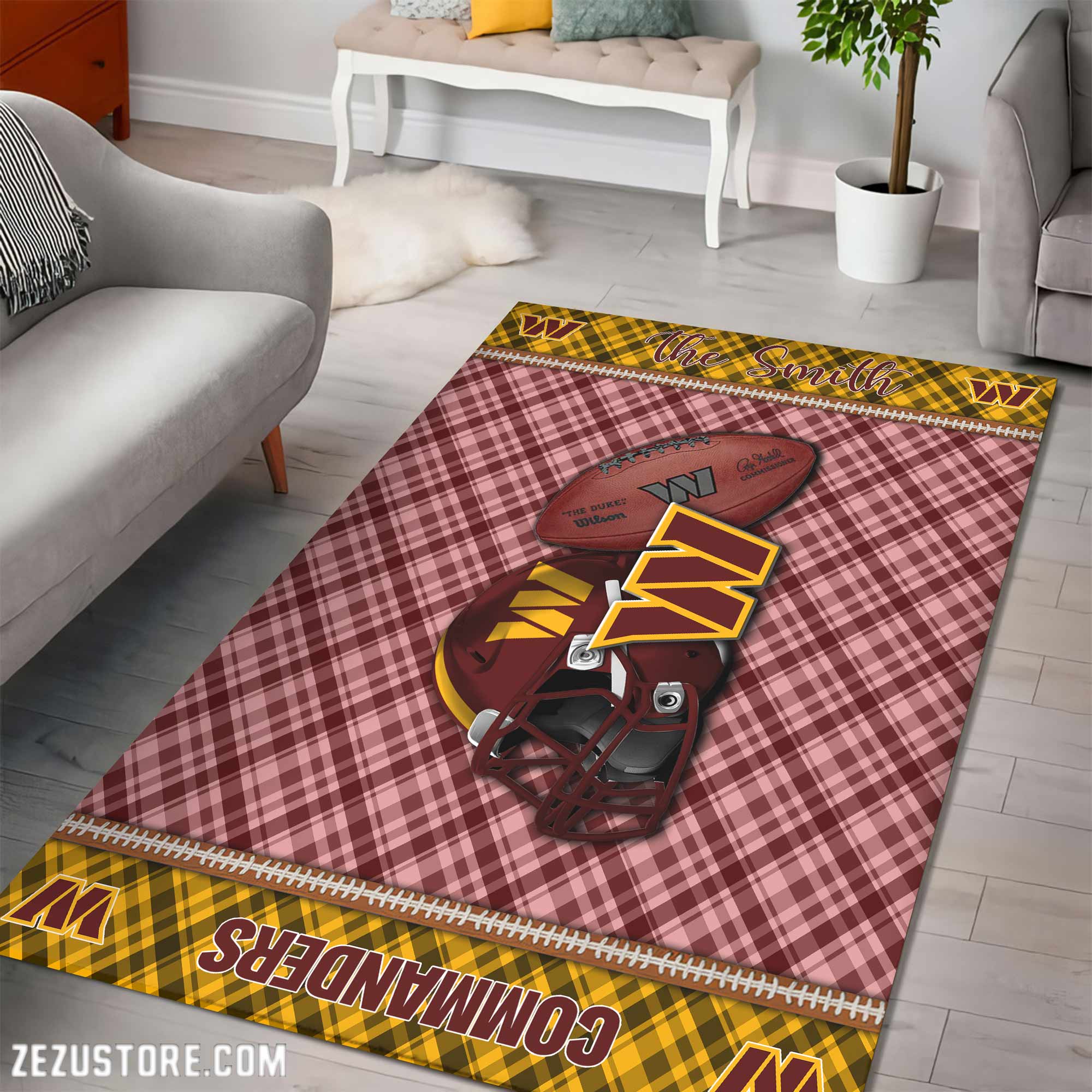 Alternative view of Washington Commanders Living Room Rug Custom Your Name, Football Team Living Room Rug 2024 Versions, FootBall Fan Gifts EHIVM-53670