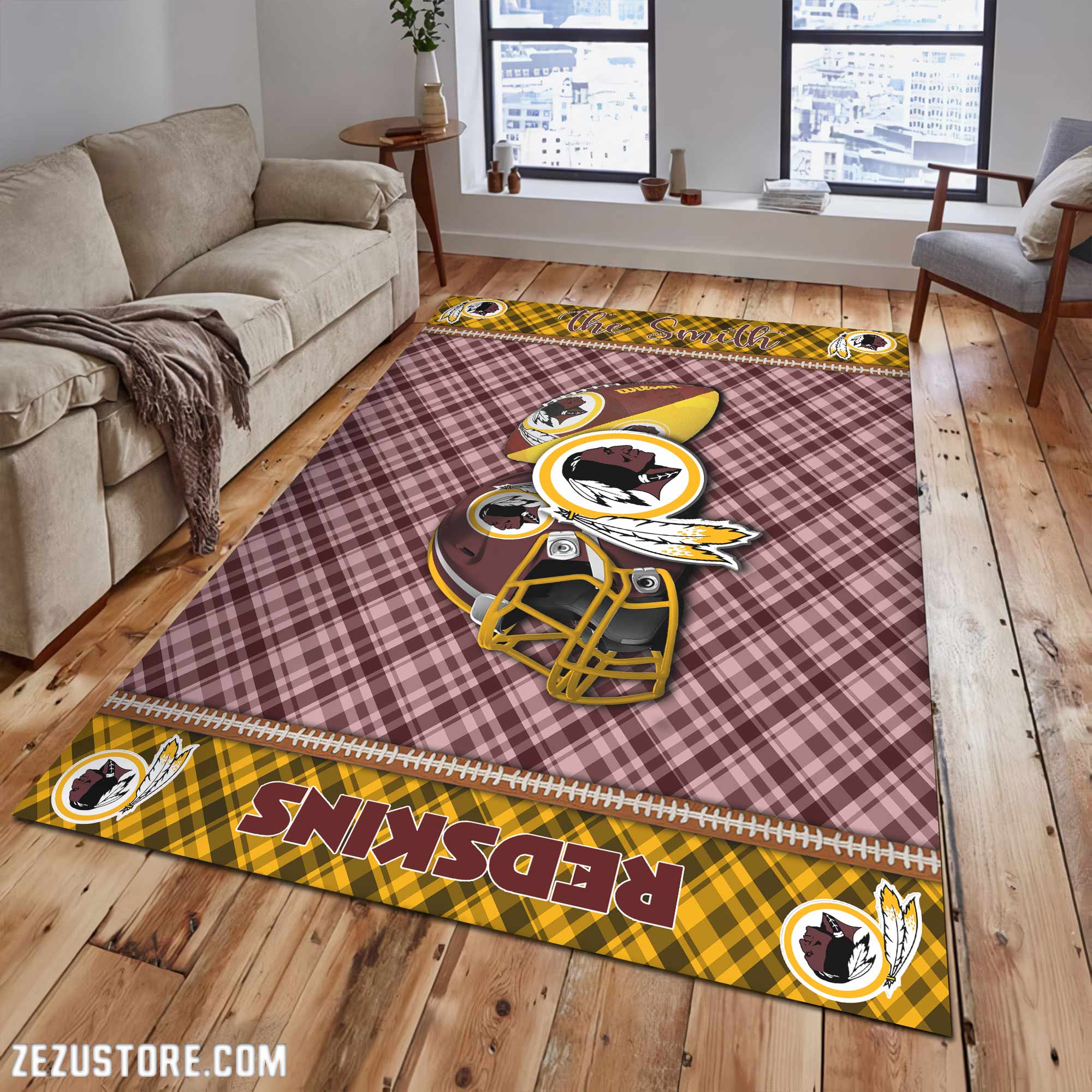 Washington Redskins Living Room Rug Custom Your Name, Football Team Living Room Rug 2024 Versions, FootBall Fan Gifts EHIVM-53670