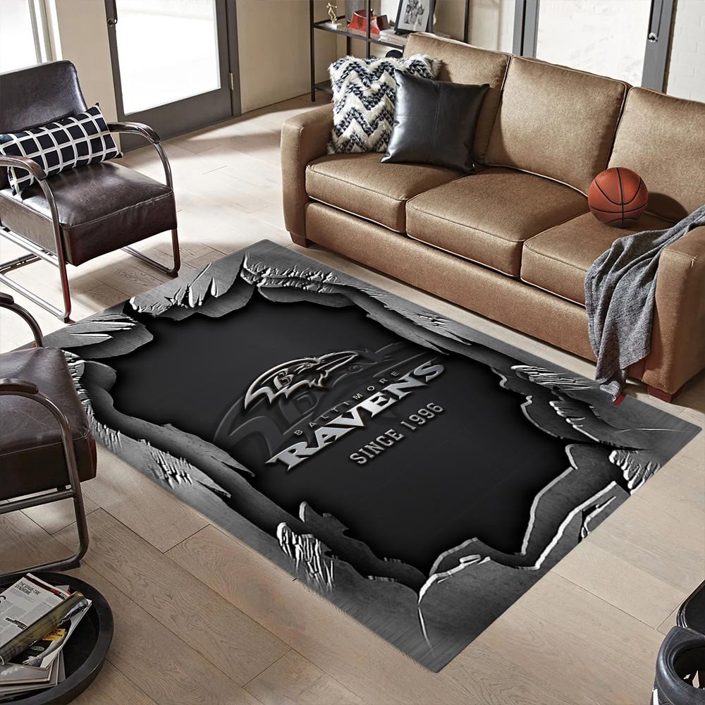 Alternative view of Baltimore Ravens Living Room Rug, Football Team Living Room Rug 2024 Versions, FootBall Fan Gifts EHIVM-57794