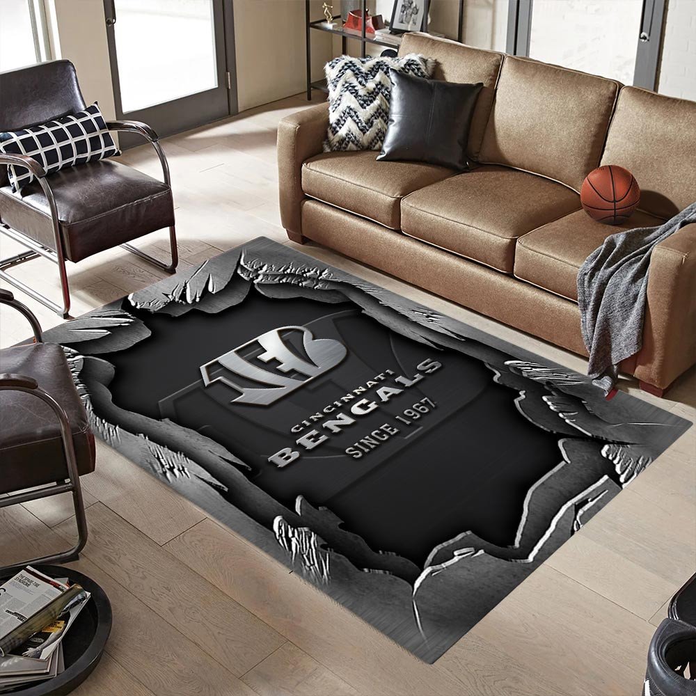 Alternative view of Cincinnati Bengals Living Room Rug, Football Team Living Room Rug 2024 Versions, FootBall Fan Gifts EHIVM-57794