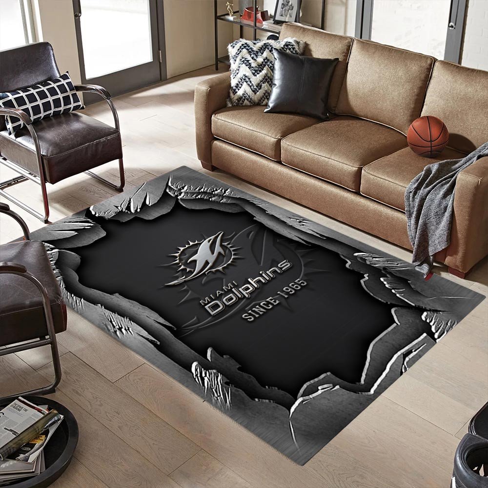 Alternative view of Miami Dolphins Living Room Rug, Football Team Living Room Rug 2024 Versions, FootBall Fan Gifts EHIVM-57794