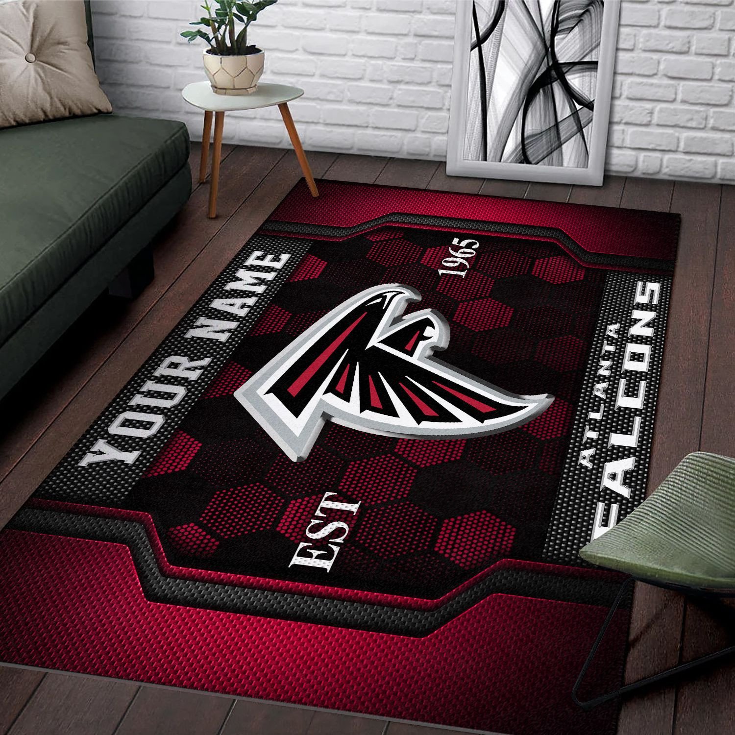 Alternative view of Atlanta Falcons Rectangle Rug Custom Your Family Name  2024 Versions, Football Team Rug, Football Fan Gifts, Home Decorations EHIVM-62268