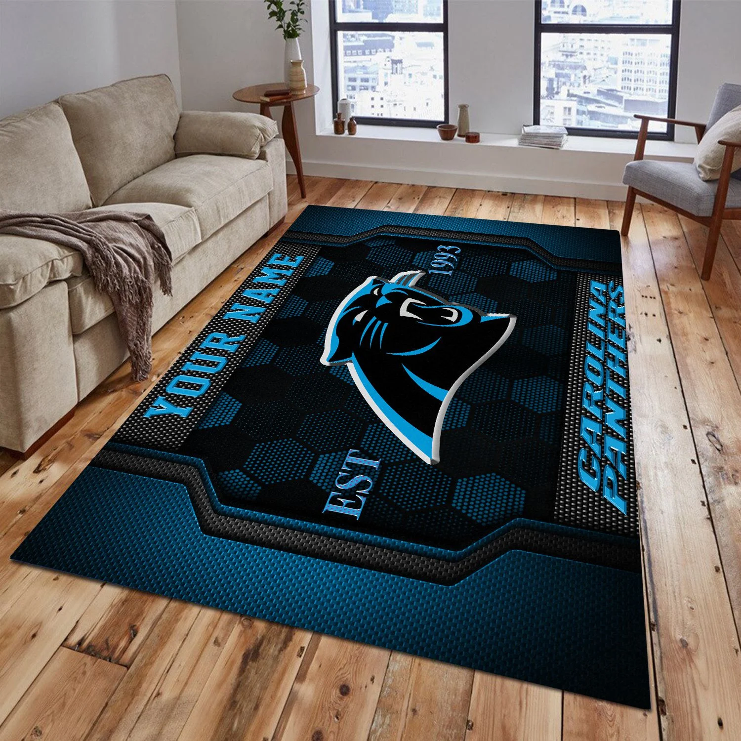 Carolina Panthers Rectangle Rug Custom Your Family Name  2024 Versions, Football Team Rug, Football Fan Gifts, Home Decorations EHIVM-62268