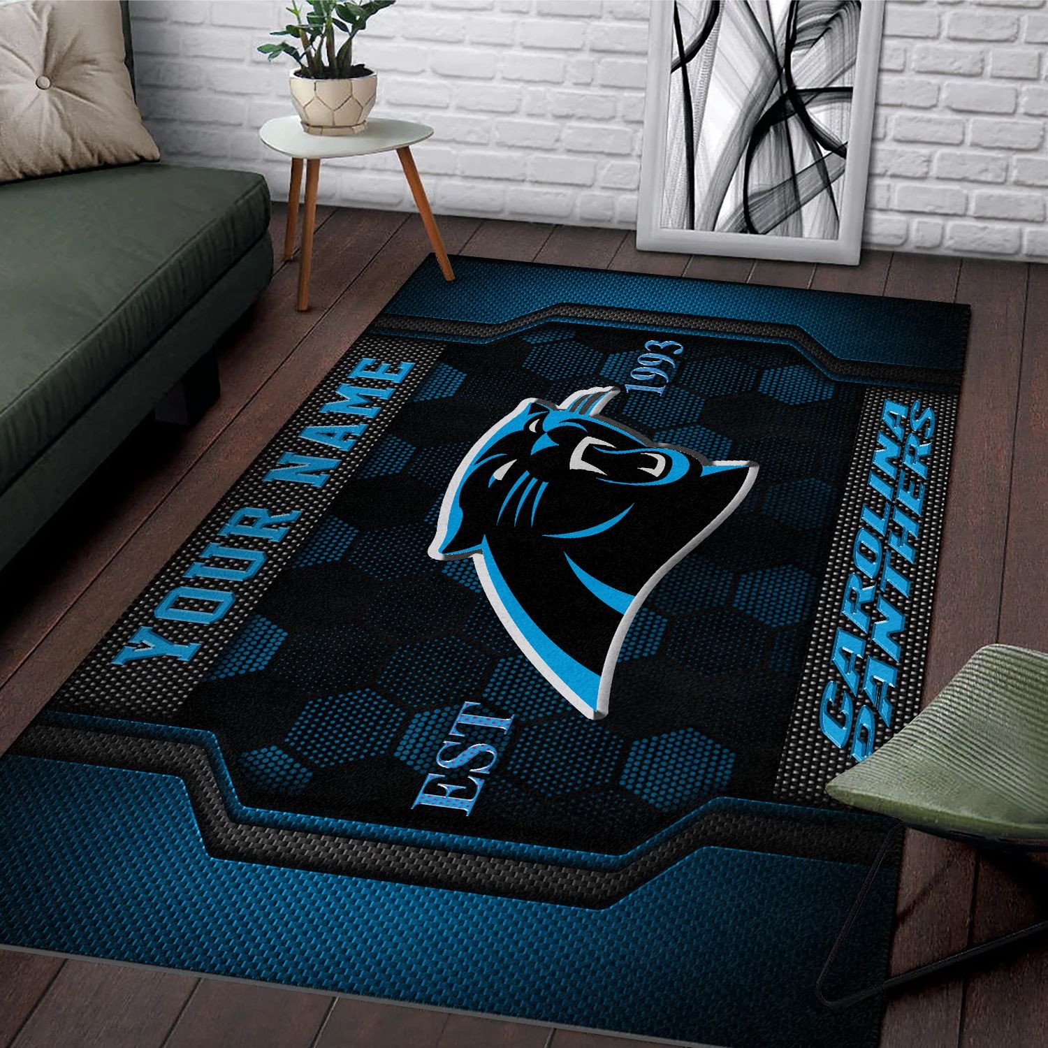Alternative view of Carolina Panthers Rectangle Rug Custom Your Family Name  2024 Versions, Football Team Rug, Football Fan Gifts, Home Decorations EHIVM-62268